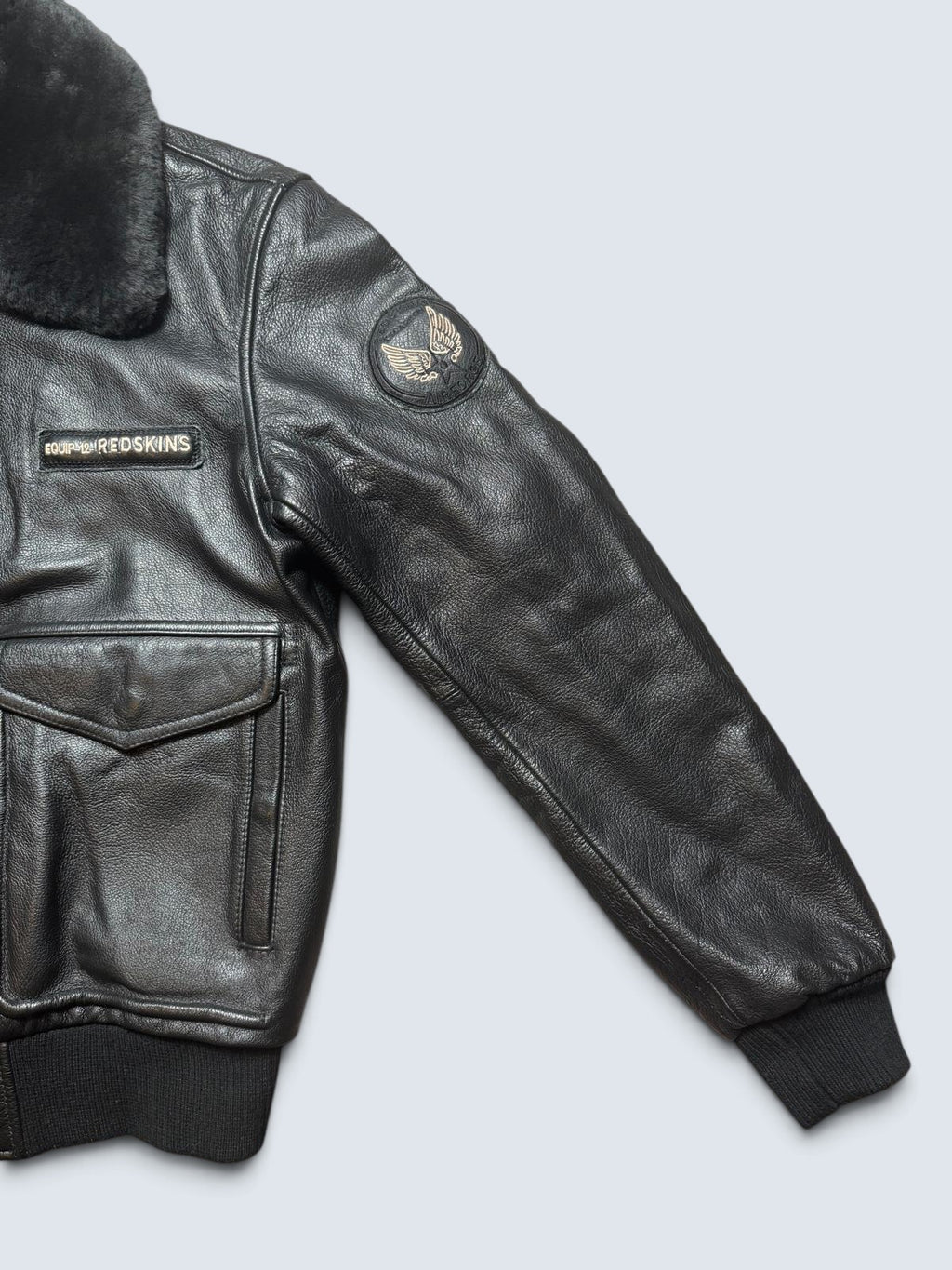 Jacket cuir bomber flight pilot Redskins A-2 full patch black vintage 00’s - M