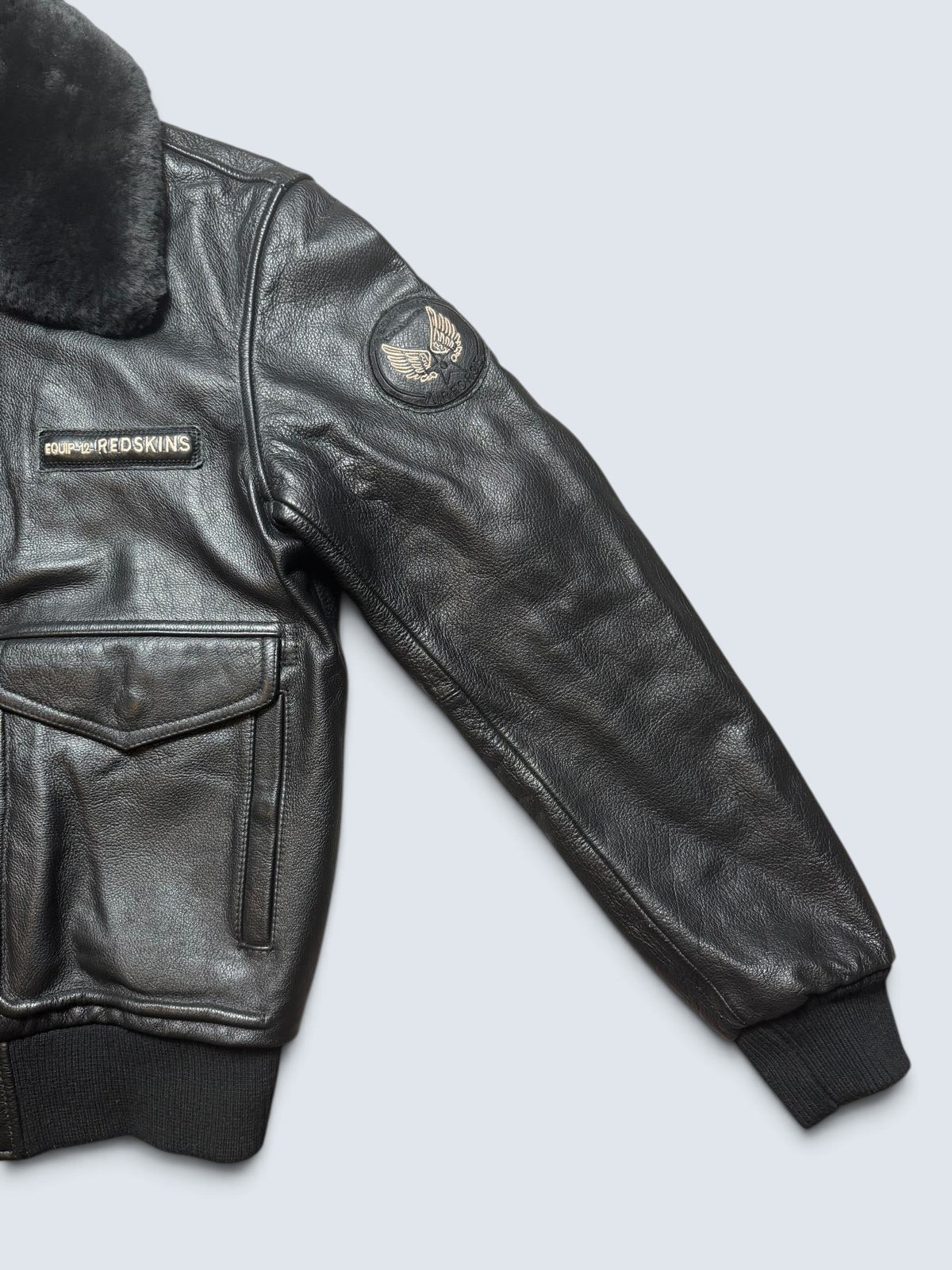 Jacket cuir bomber flight pilot Redskins A-2 full patch black vintage 00’s - M