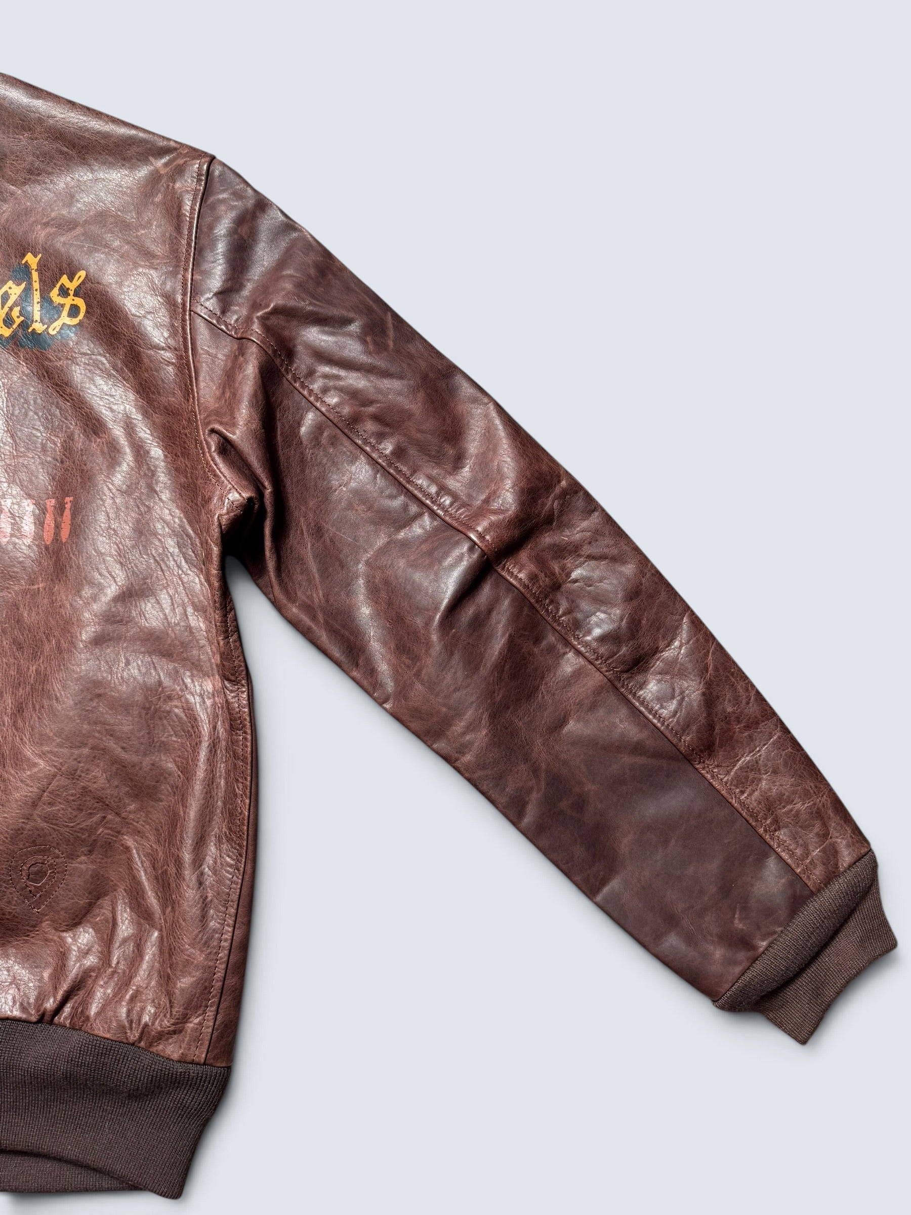 Jacket cuir horsehide flight A-2 Curphey Leather Hell's Angels patch & nose art usaf brown - 42 (L)