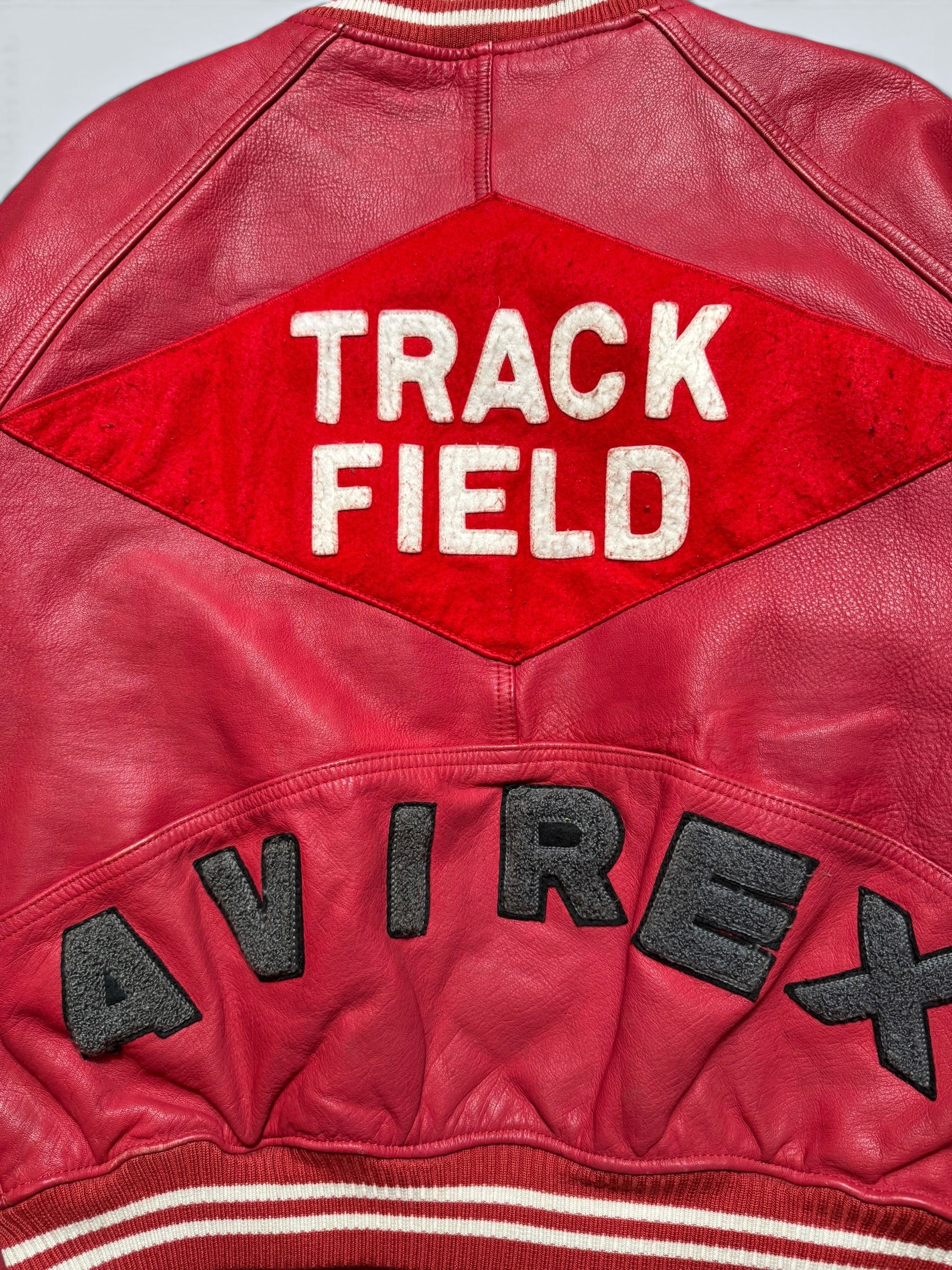 Jacket cuir varsity baseball Avirex ltd made in USA track field red vintage 80/90’s - M