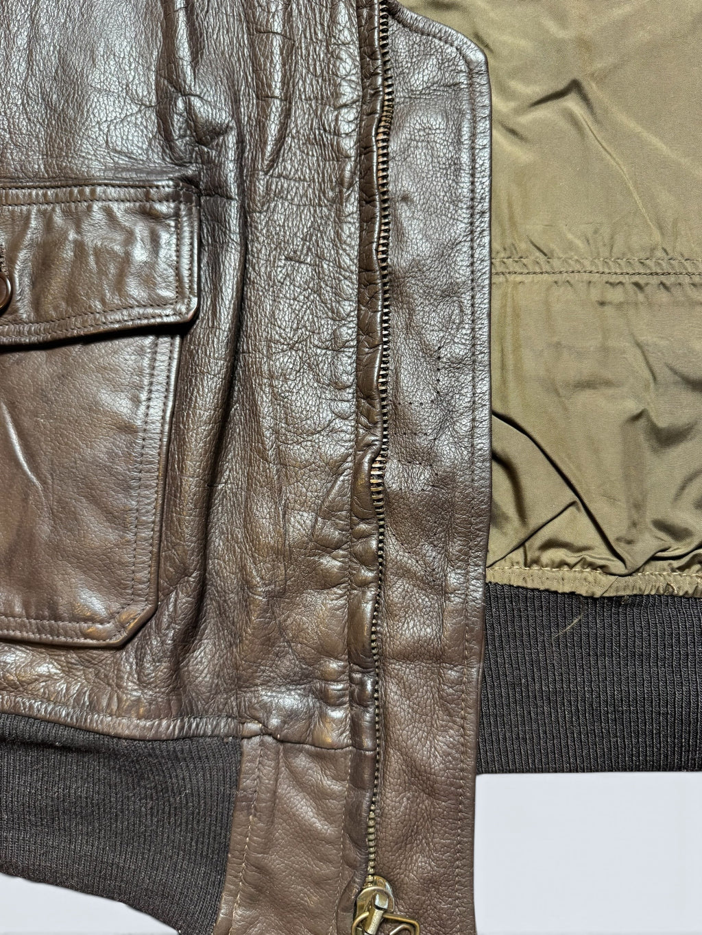 Jacket cuir goatskin flight G-1 original US Navy Ralph Edwards 1977 Cold War Era - 46 (XL)