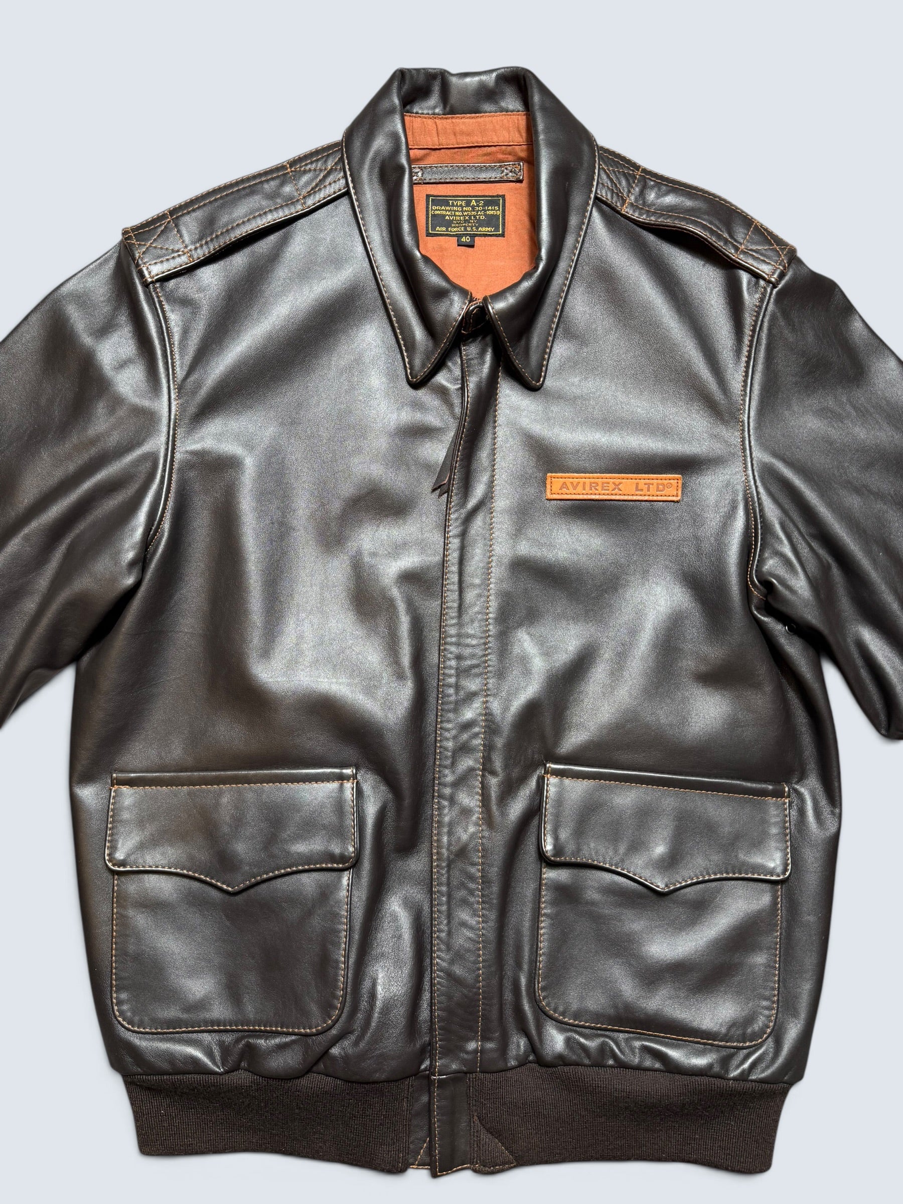 Jacket cuir cowhide flight A-2 Avirex LTD Japan exclusive usaf patch black - 40 (M)
