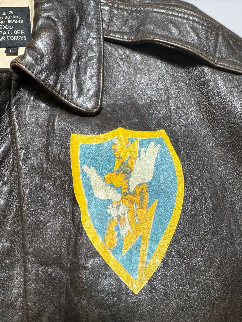 Jacket cuir cowhide flight A-2 Avirex usaf Glenn Millers nose art black 1998 - XL