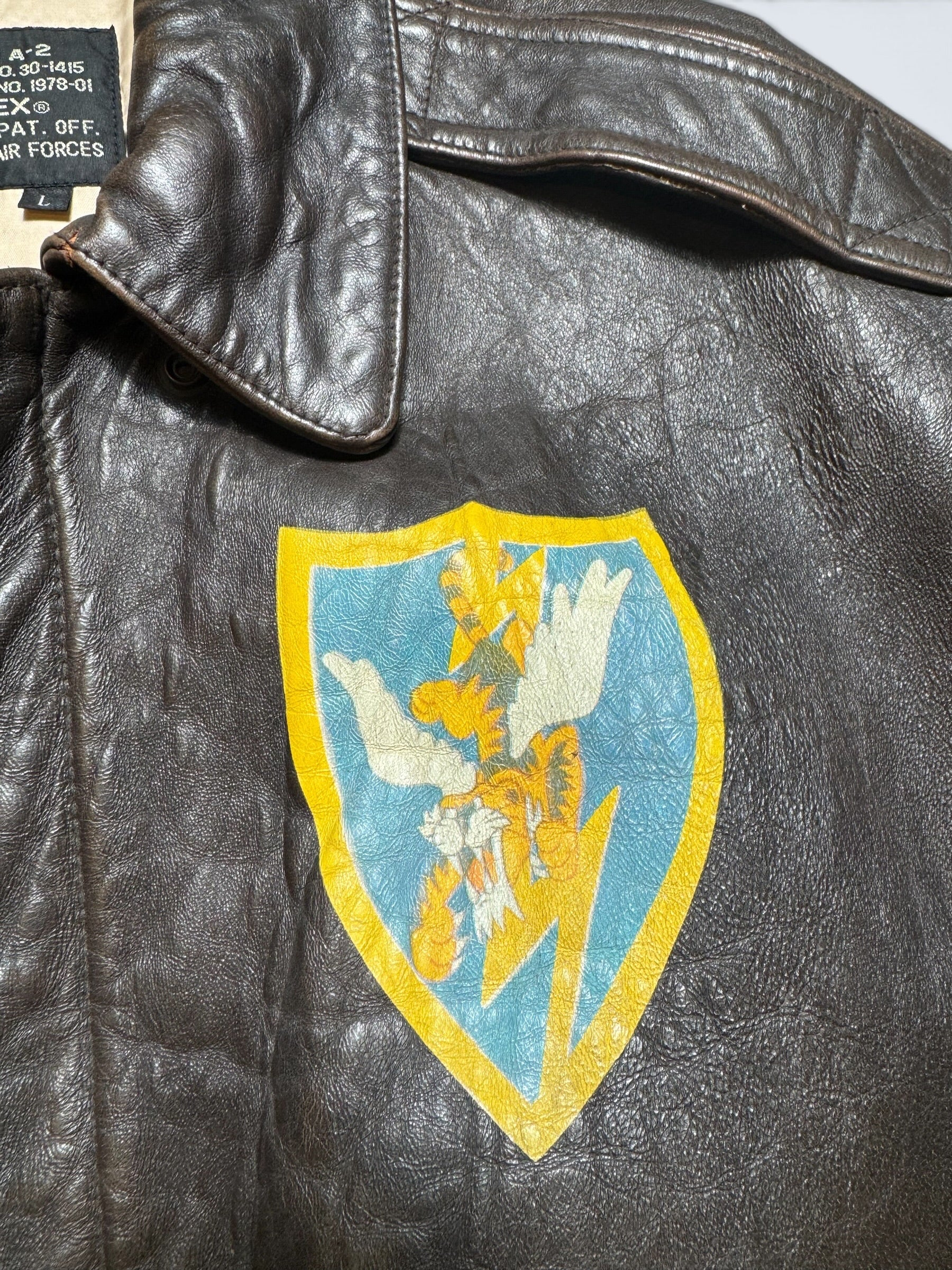 Jacket cuir cowhide flight A-2 Avirex usaf Glenn Millers nose art black 1998 - XL