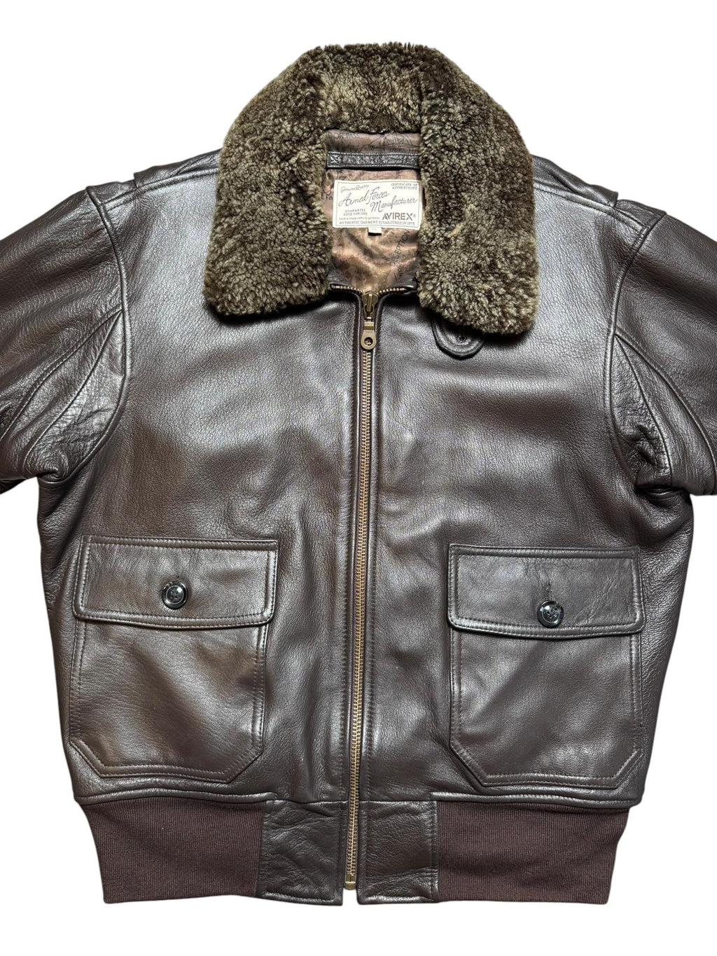 Jacket cuir cowhide flight G-1 Avirex Japan exclusive usn brown 00’s - L