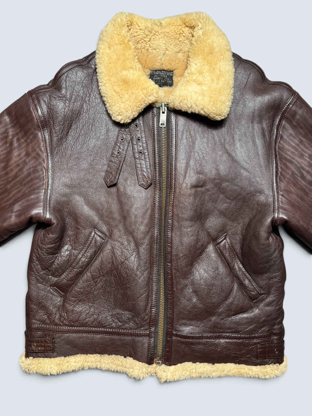 Jacket cuir bomber flight B-3 Avirex usaf brown vintage 90's - XL