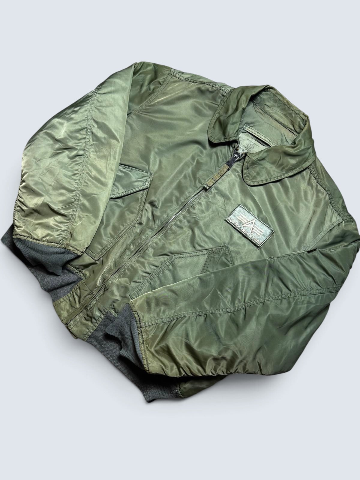 Jacket nylon flight CWU-45/P Alpha Industries made in USA usaf patch sage green 90’s - XL
