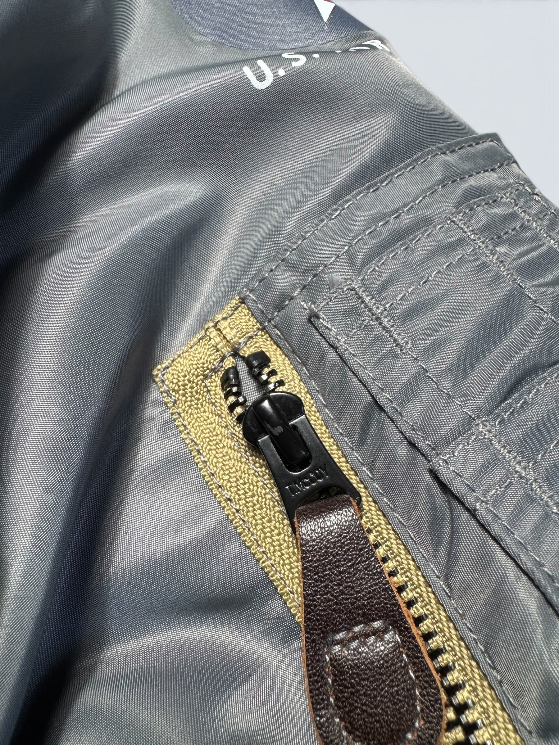 Jacket nylon bomber flight Ma-1 Toys McCoy Tmj2432 usaf full patch 1957 grey - M