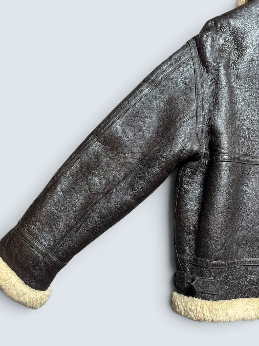 Jacket cuir bomber flight shearling aviator B-3 made in Australia usaf black vintage 90’s - L
