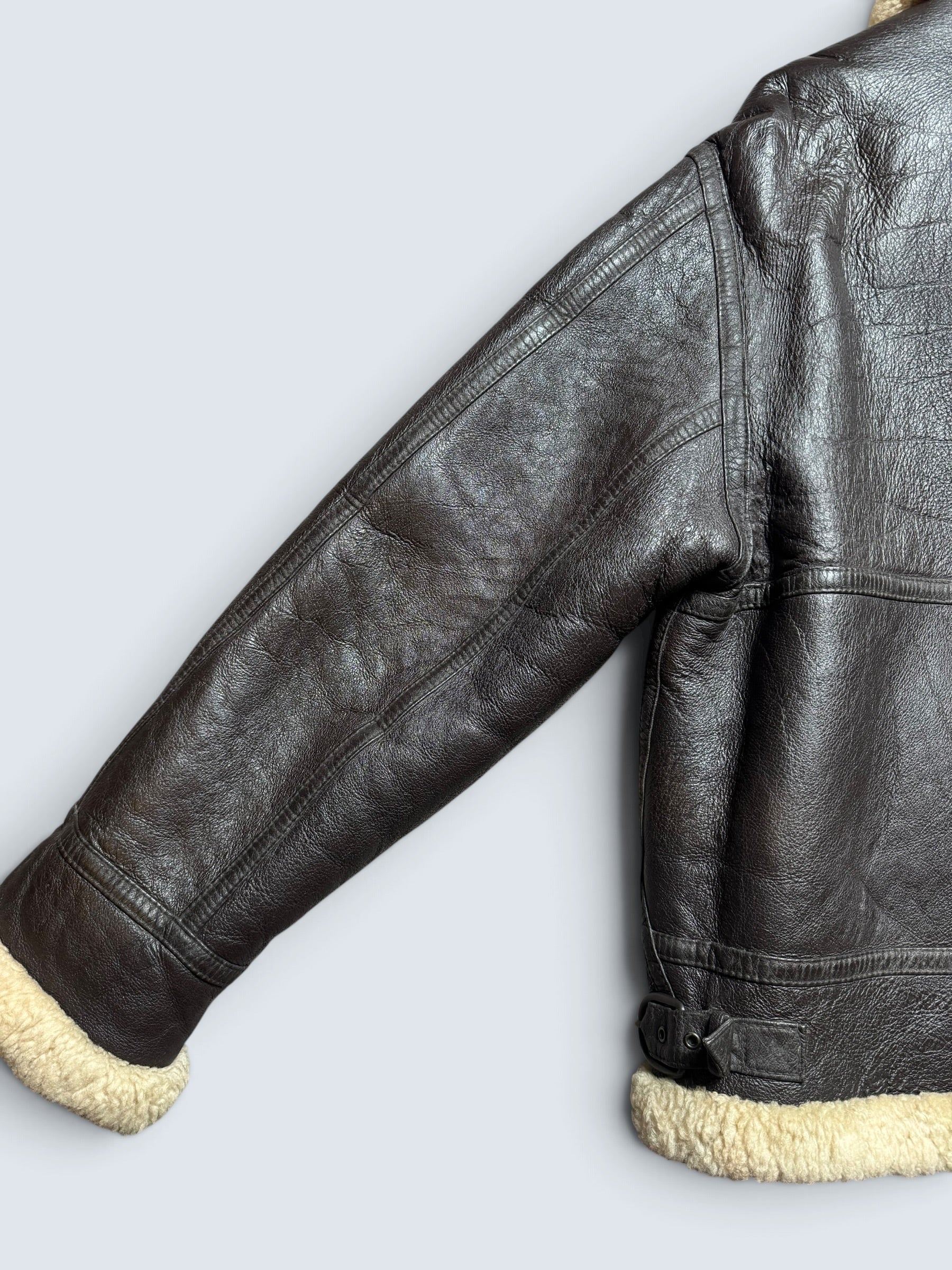 Jacket cuir bomber flight shearling aviator B-3 made in Australia usaf black vintage 90’s - L