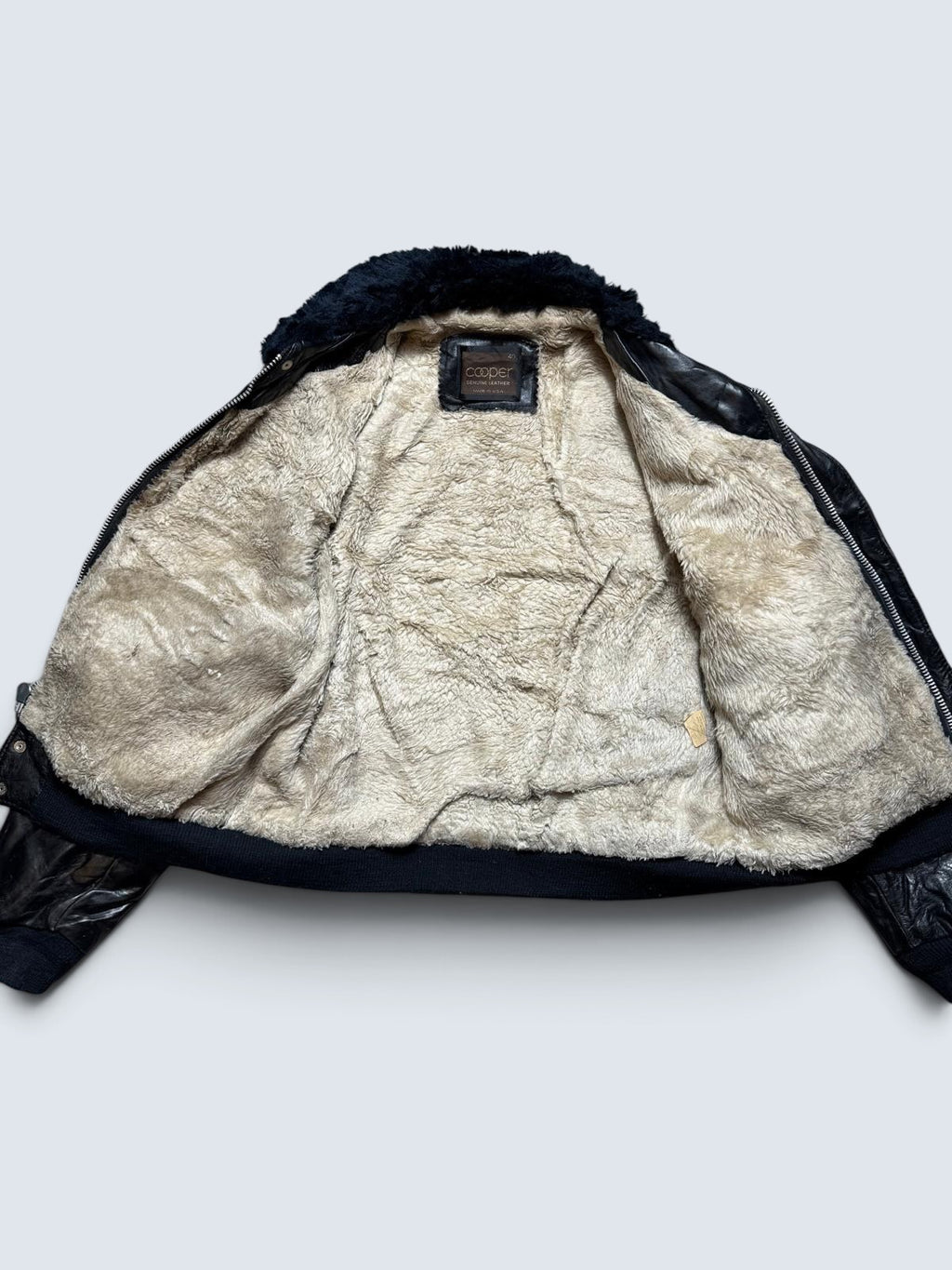 Jacket cuir cowhide flight bomber Cooper made in USA black 70’s - 40 (M)