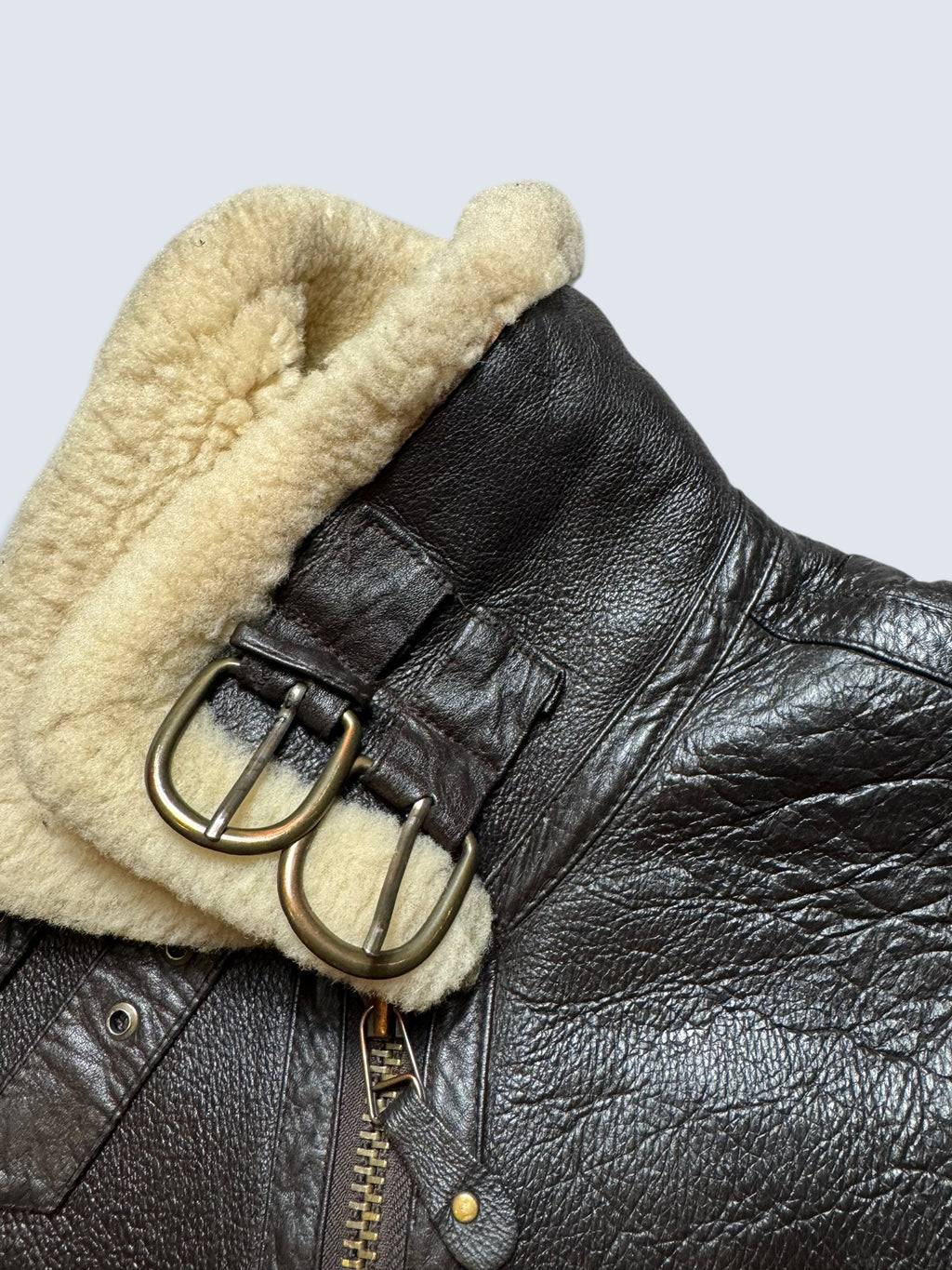 Jacket cuir bomber flight shearling aviator B-3 usaf black vintage 80’s - S/M
