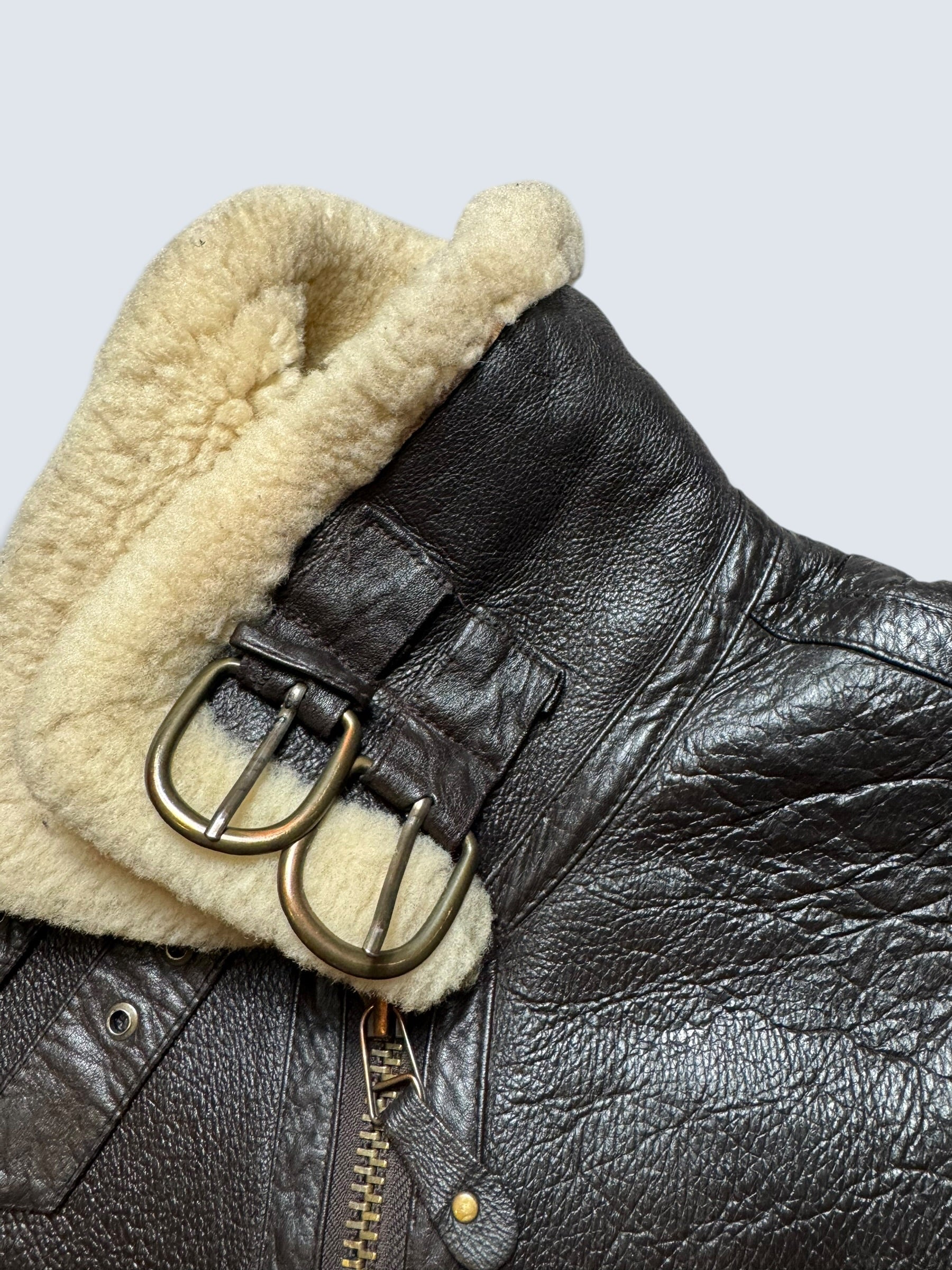 Jacket cuir bomber flight shearling aviator B-3 usaf black vintage 80’s - S/M