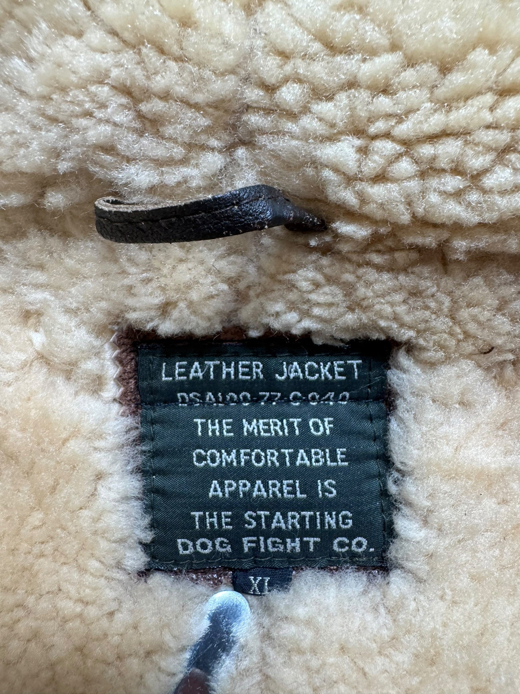 Jacket cuir flight shearling B-3 Dog Fight usaf 430th patch brown vintage 90’s - L/XL