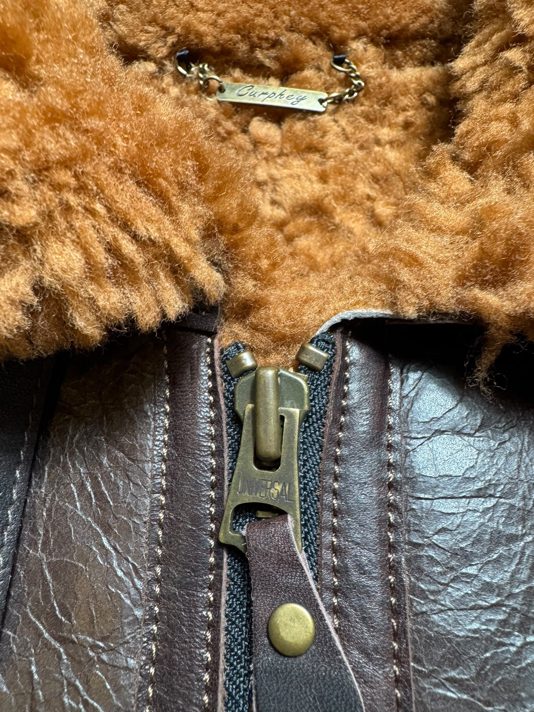 Jacket cuir flight shearling B-3 Horsehide Curphey usaf brown 00’s - 42 (XL)