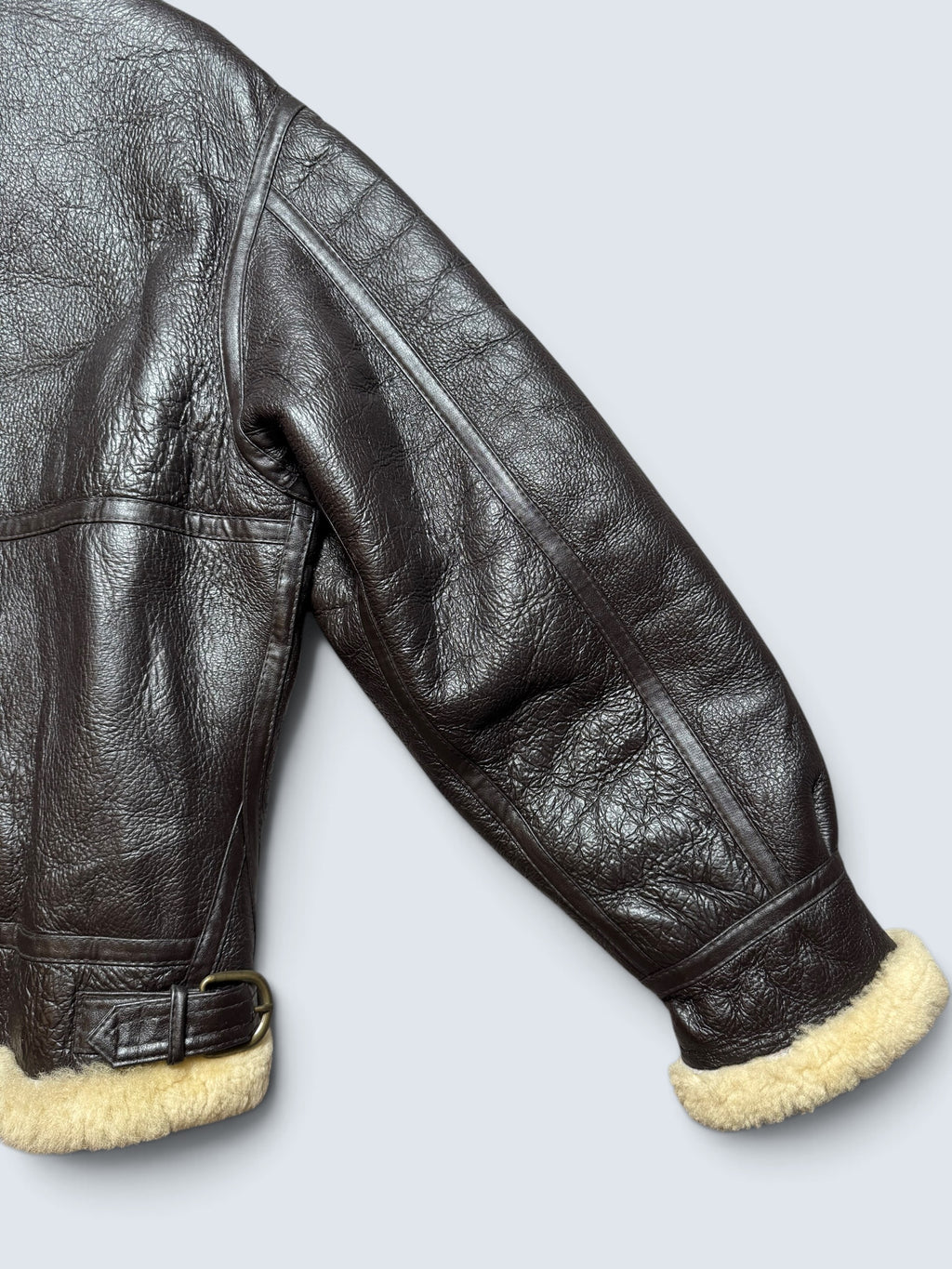 Jacket cuir bomber flight shearling aviator B-3 usaf black vintage 90’s - L