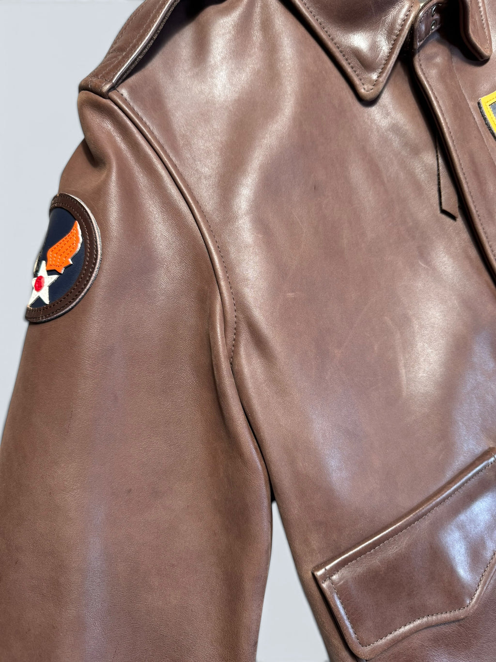 Jacket cuir cowhide flight A-2 Avirex LTD usaf flying tigers full patch brown - 38 (S/M)