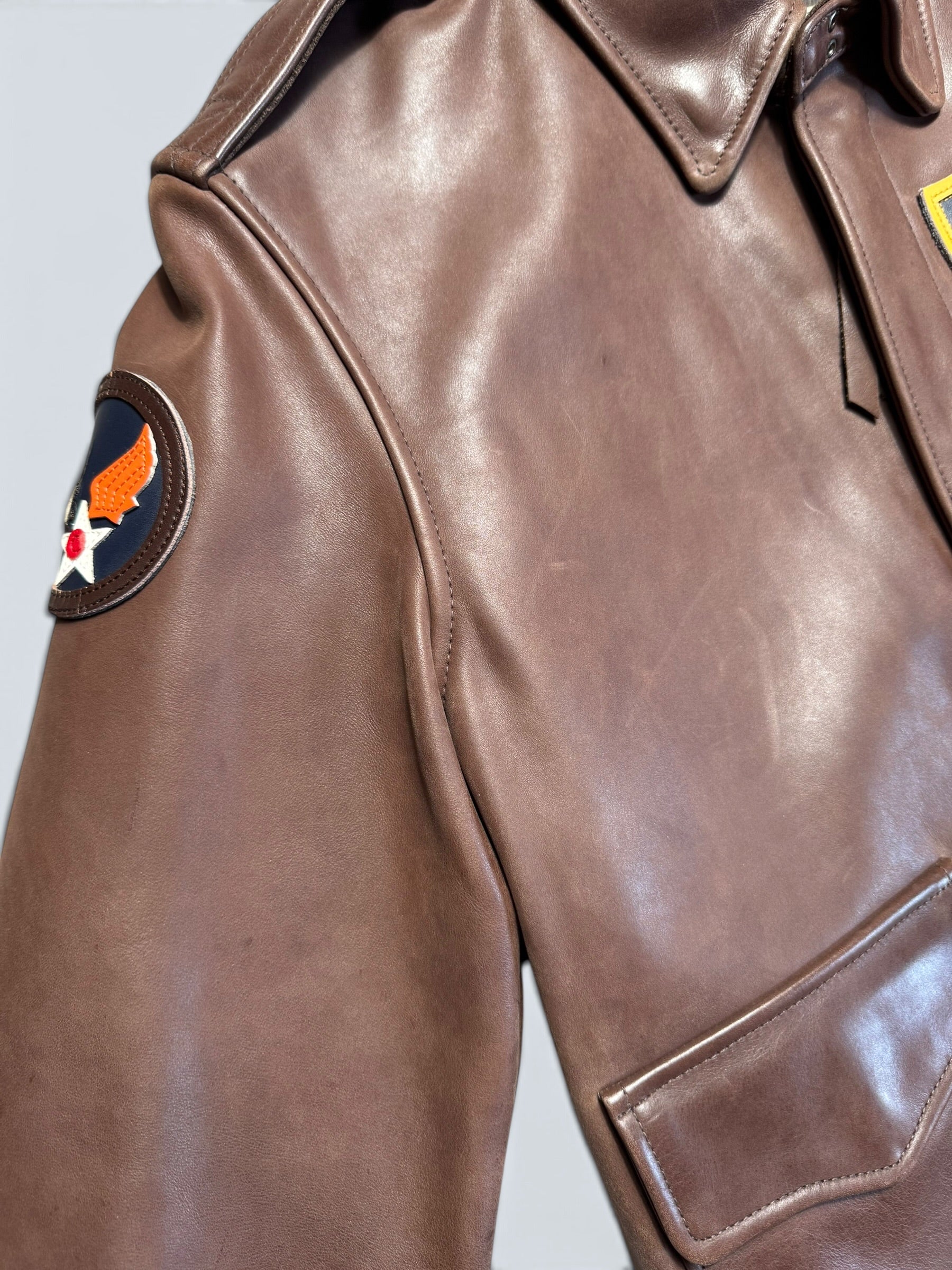 Jacket cuir cowhide flight A-2 Avirex LTD usaf flying tigers full patch brown - 38 (S/M)