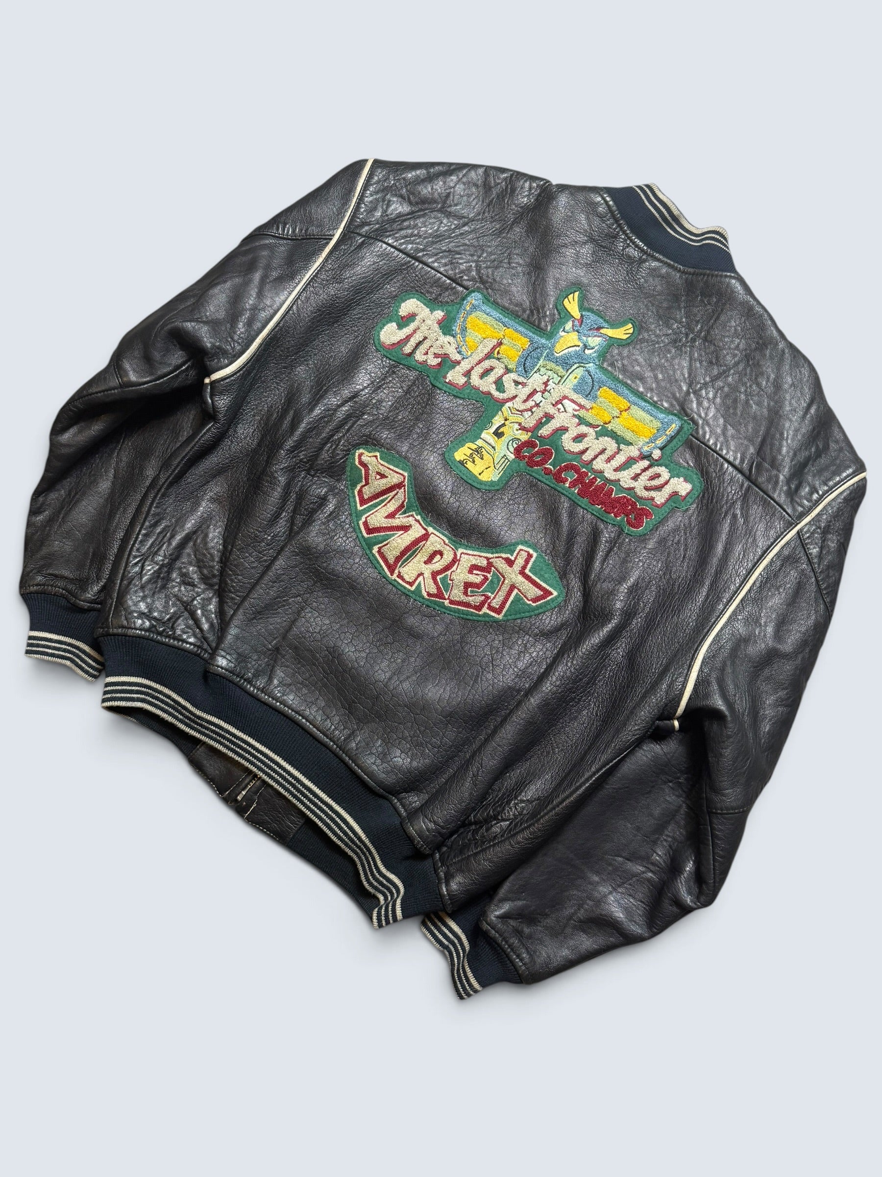 Jacket cuir varsity sport Avirex the last frontier co champs MSL black 80’s - M/L