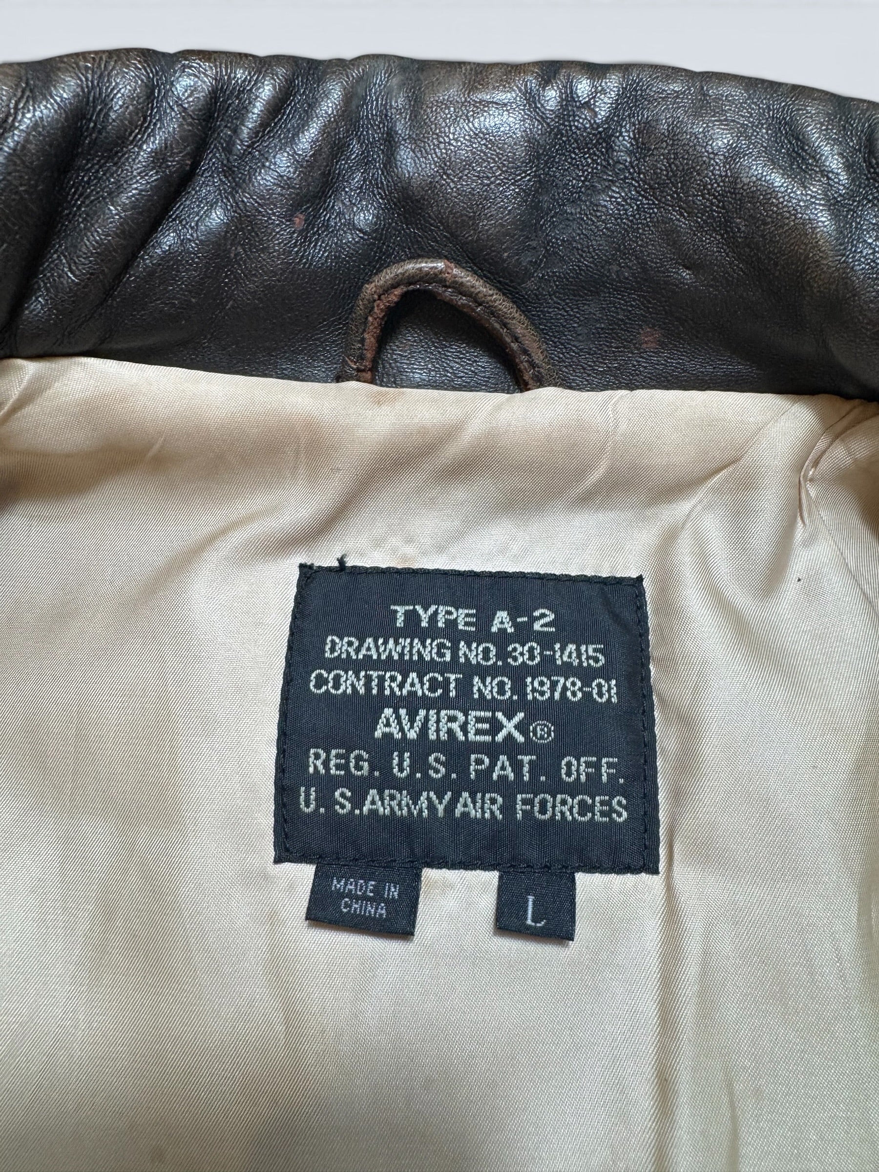 Jacket cuir cowhide flight A-2 Avirex usaf Glenn Millers nose art black 1998 - XL