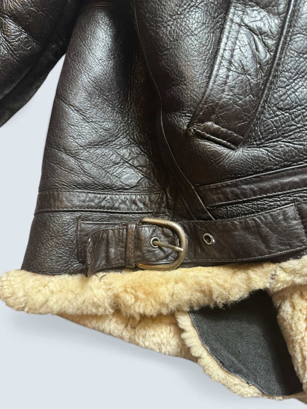 Jacket cuir bomber flight shearling aviator B-3 usaf black vintage 80’s - S/M