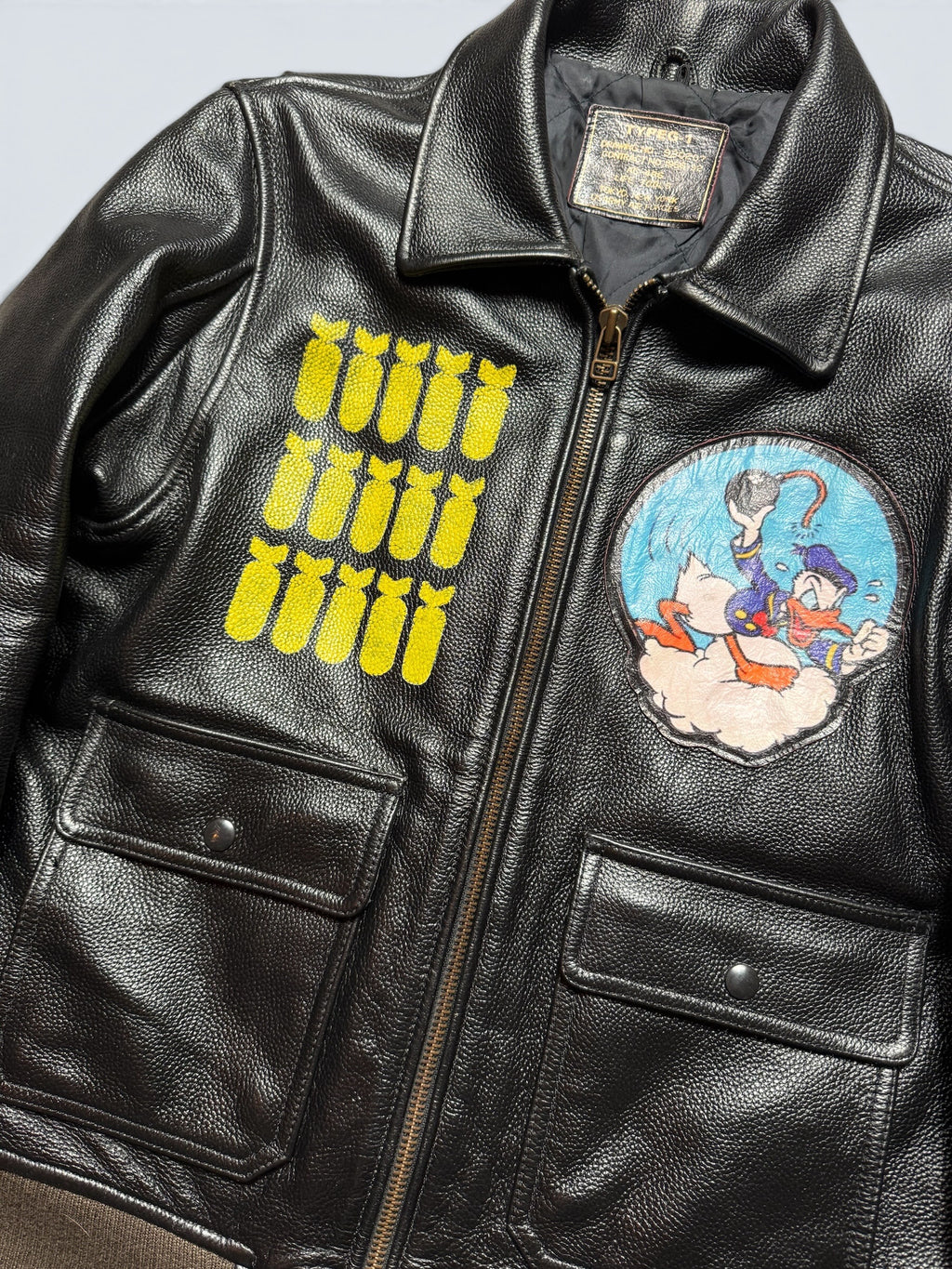 Jacket cuir cowhide flight G-1 Life Tools usn Donald Duck full patch black 90’s - M/L