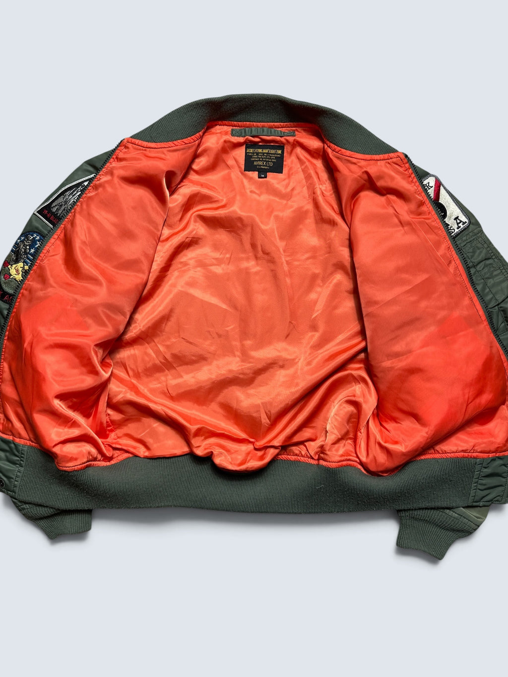 Jacket bomber flight L-2b Avirex ltd top gun usaf full patch kaki vintage 00’s - M