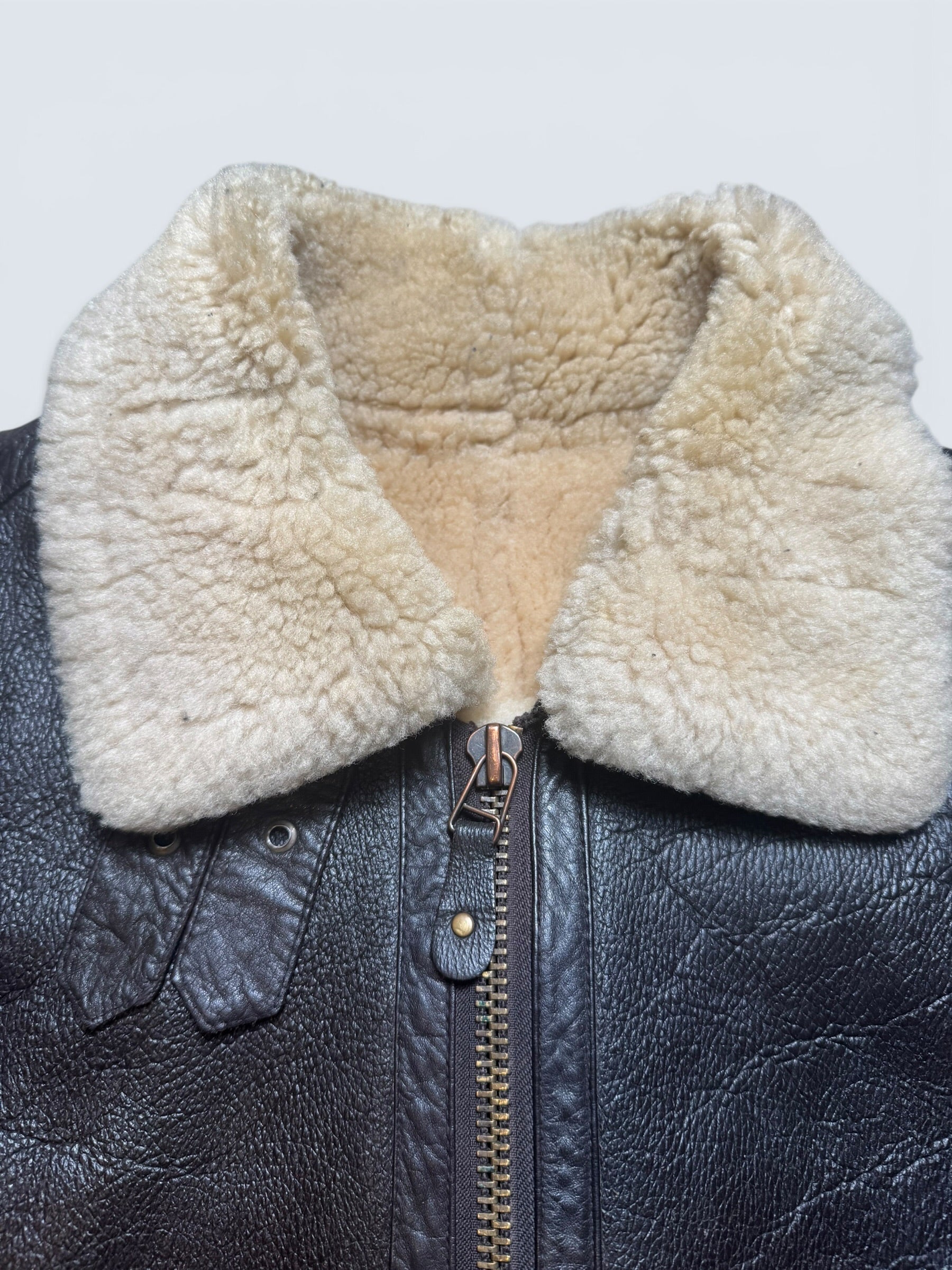 Jacket cuir bomber flight shearling aviator B-3 usaf black vintage 80’s - S/M
