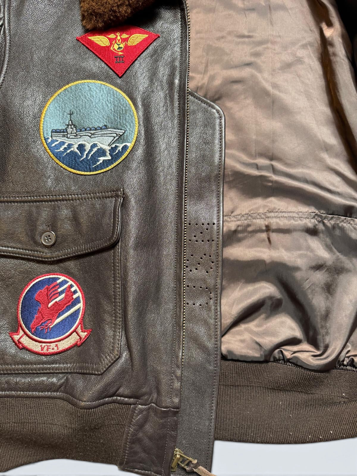 Jacket/veste cuir cowhide flight G-1 Avirex LTD Japan exclusive Top Gun usn full patch black - 44 (XL)