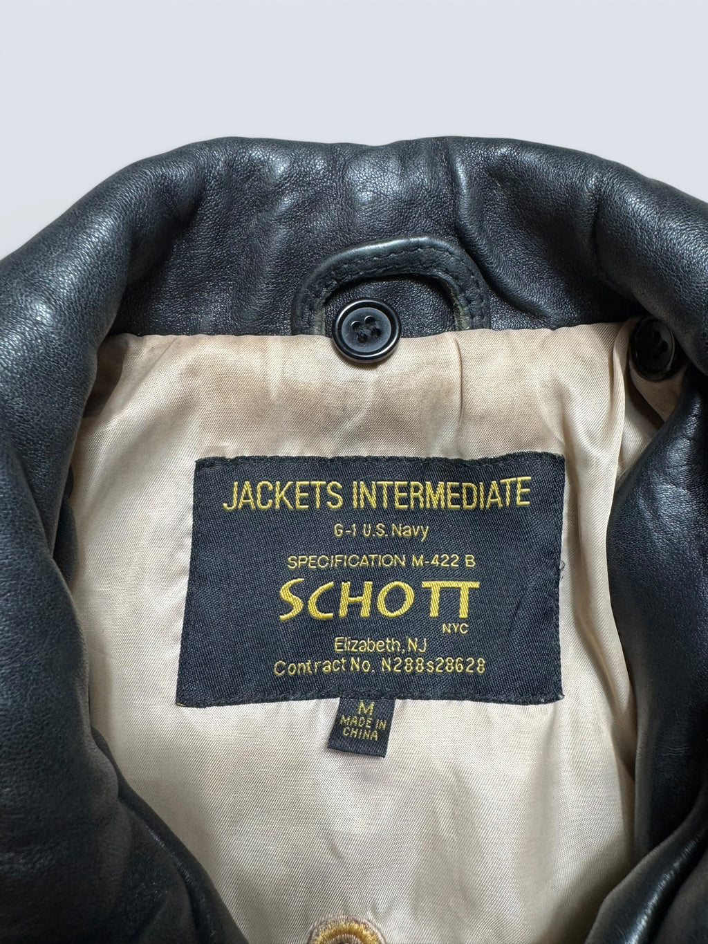 Jacket cuir cowhide flight pilot Schott NYC G-1 usn wings of gold full patch black 00's - M