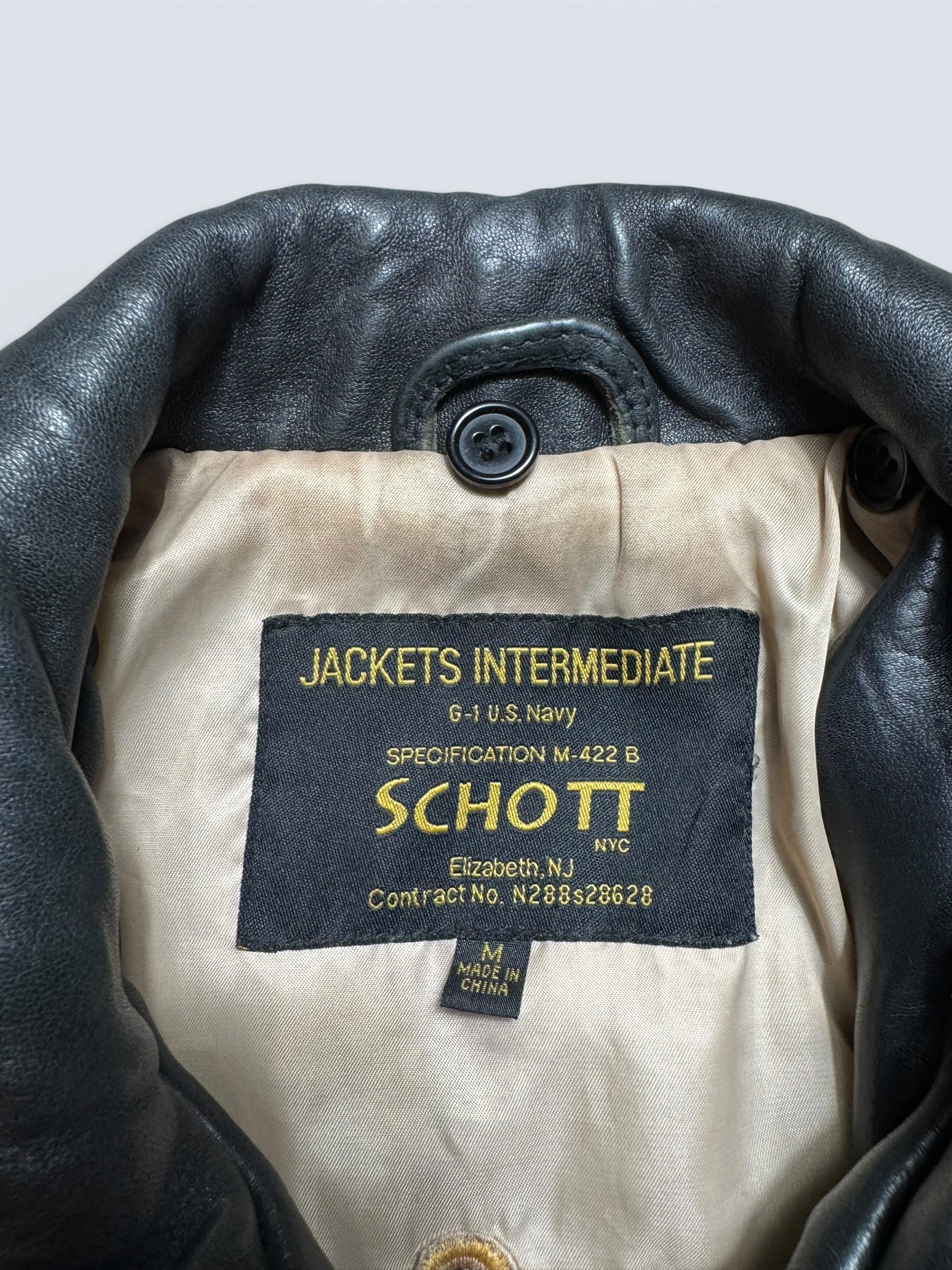Jacket cuir cowhide flight pilot Schott NYC G-1 usn wings of gold full patch black 00's - M