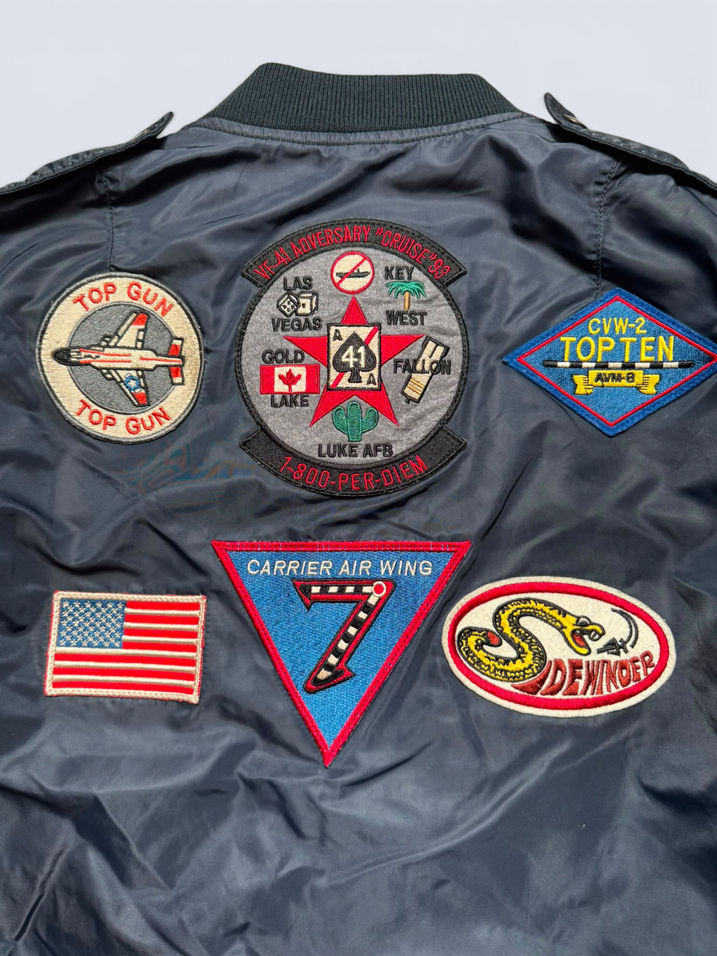 Jacket bomber flight L-2b Avirex ltd Japan exclusive top gun usaf full patch navy 00’s - S/M