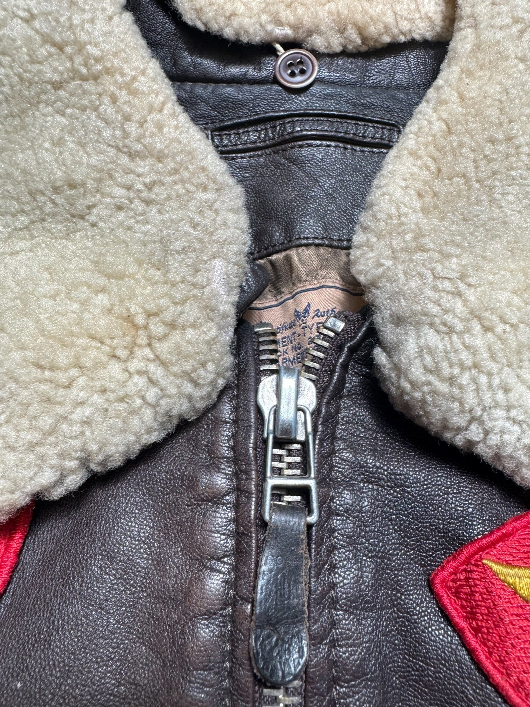 Jacket cuir cowhide flight G-1 Avirex LTD Japan exclusive Top Gun usn full patch brown 90’s - S