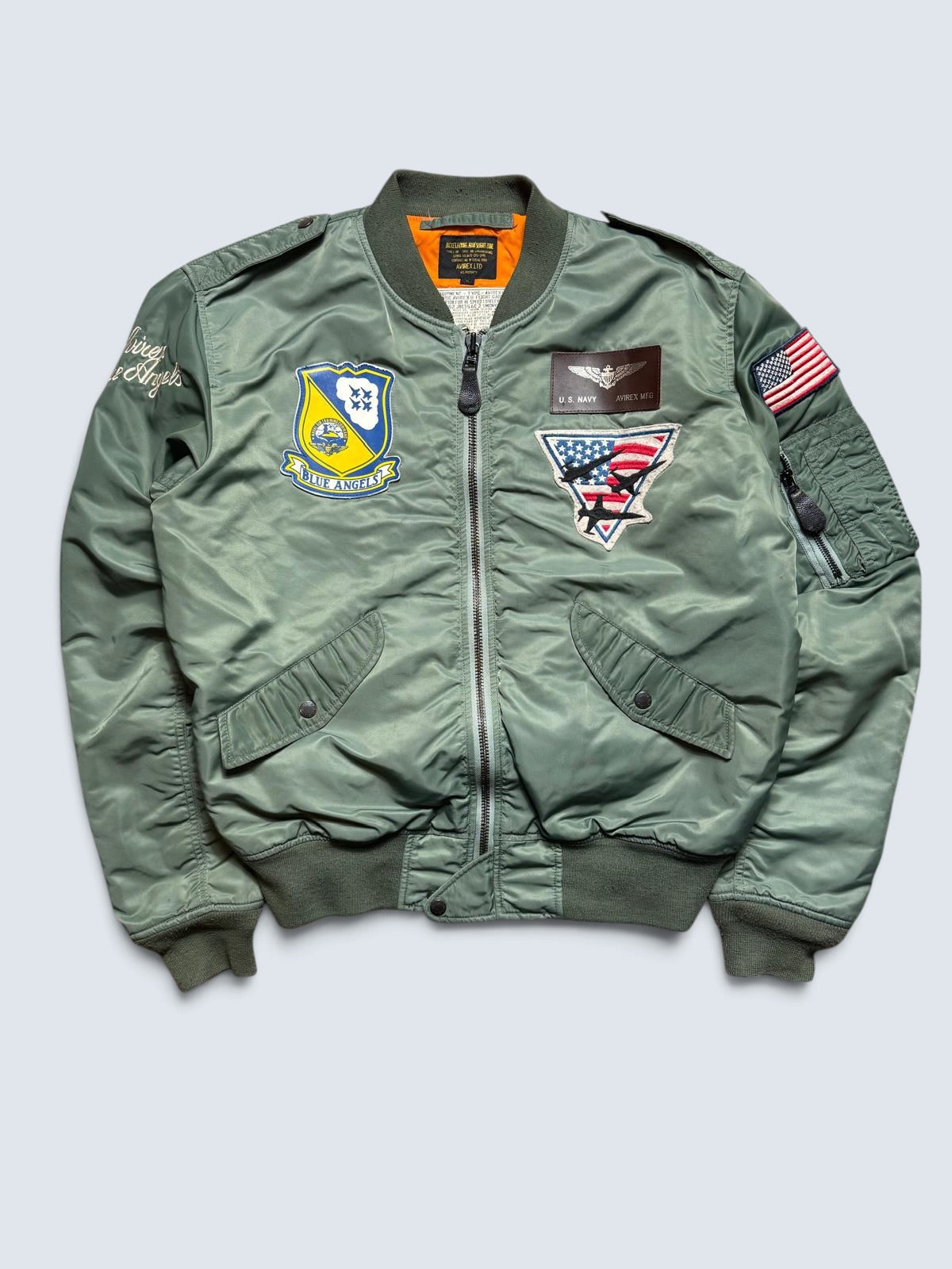 Jacket bomber flight L-2b Avirex ltd Blue Angels usn full patch kaki vintage 00’s - M/L