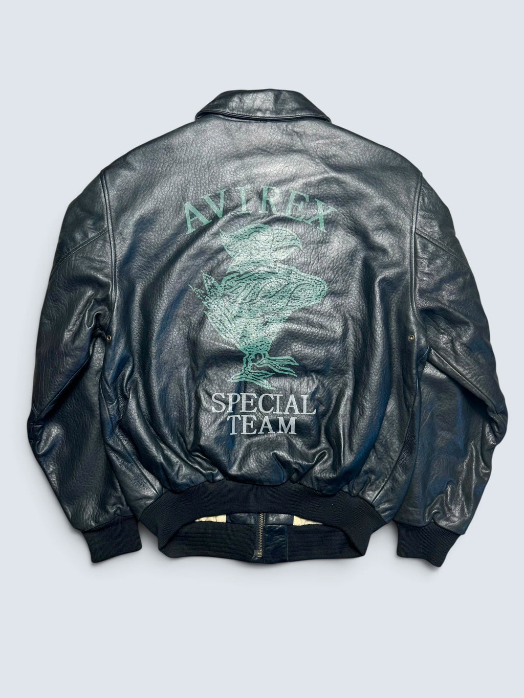 Jacket cuir cowhide flight A-2 Avirex usaf special team patch black 90’s - M