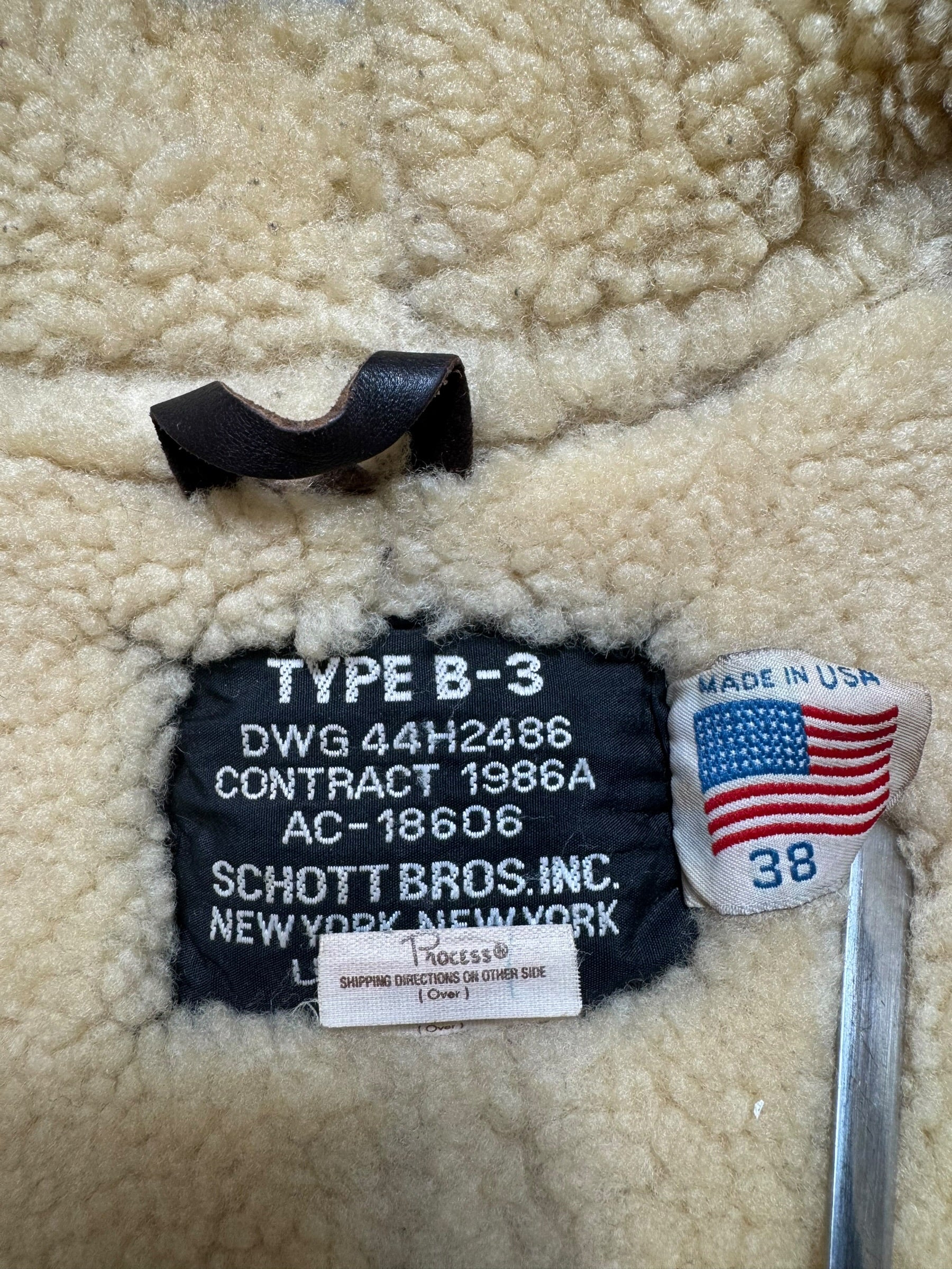 Jacket cuir flight shearling B-3 Schott made in USA usaf brown vintage 80’s - 38 (M)