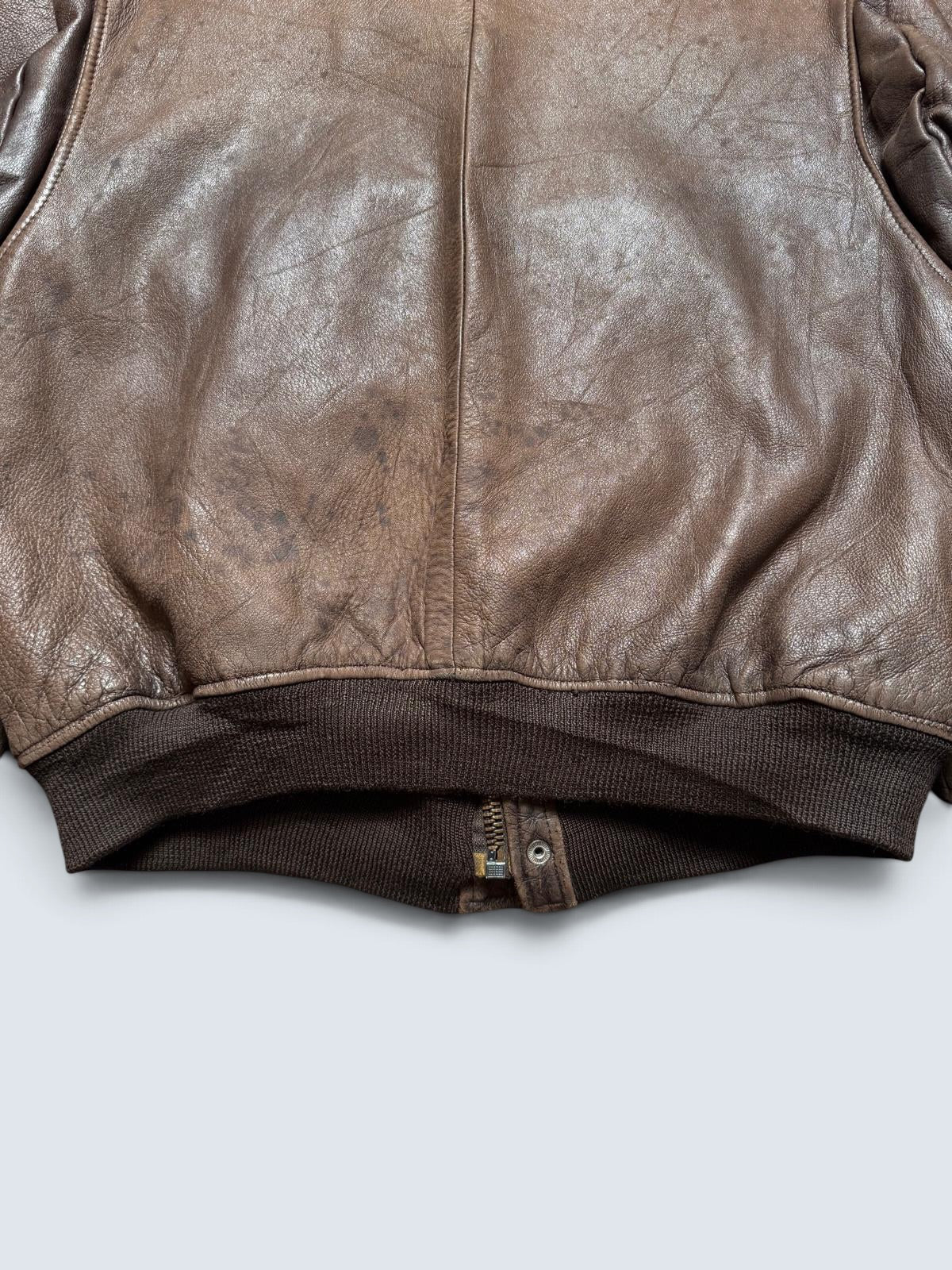 Jacket cuir flight pilot Charles Devilliers G-2 made in France brown vintage 80’s - L