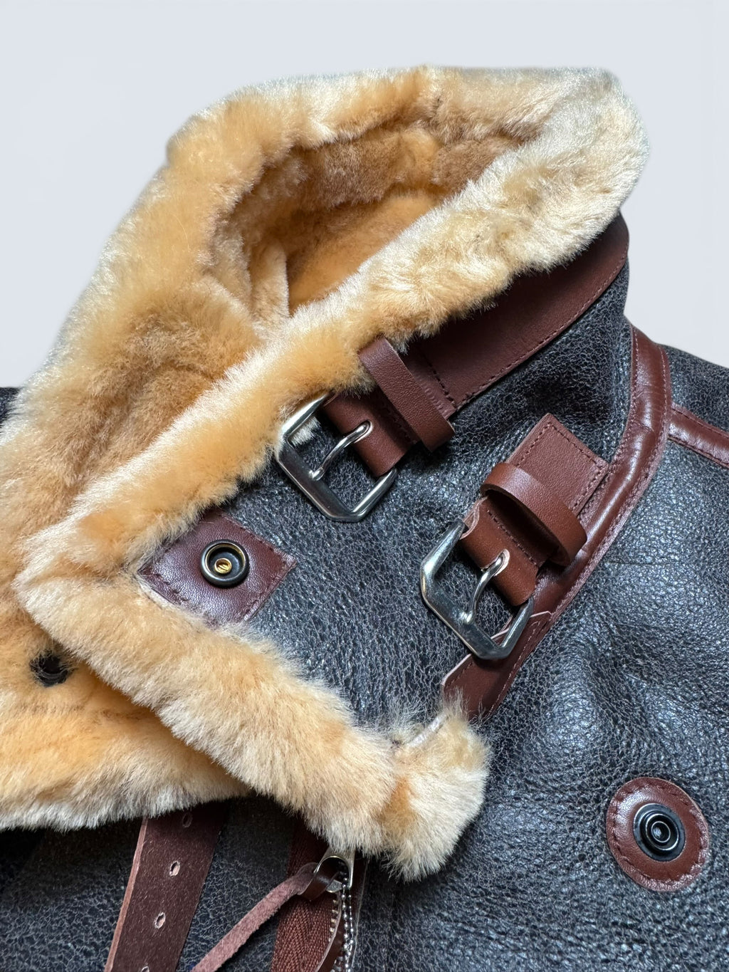 Jacket cuir bomber flight shearling B-3 Patton Toys Mccoy Japan usaf black & brown 2020 - 40 (M)
