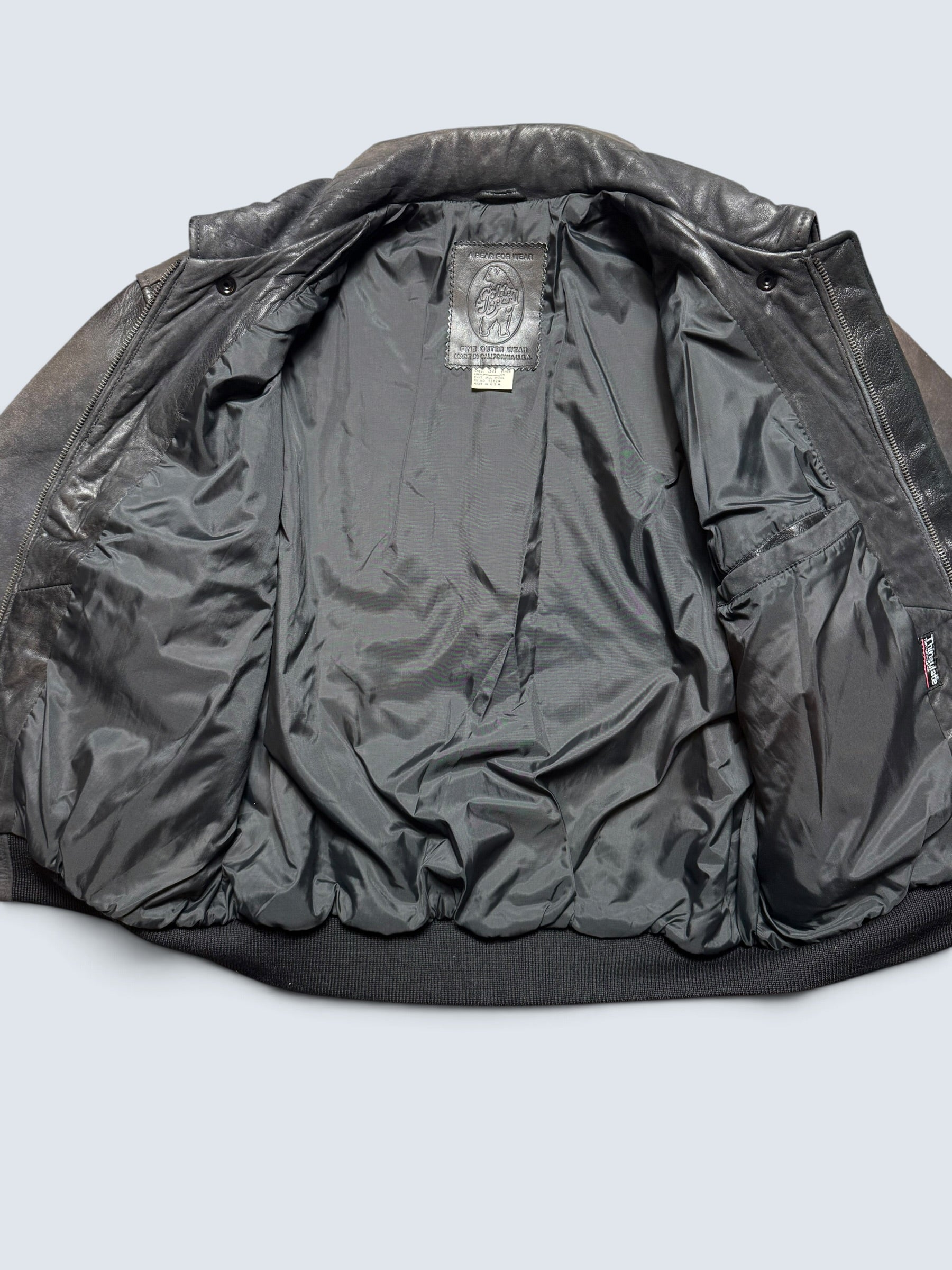 Jacket cuir bomber flight pilot Golden Bear A-2 made in USA black 80’s - 38 (M)