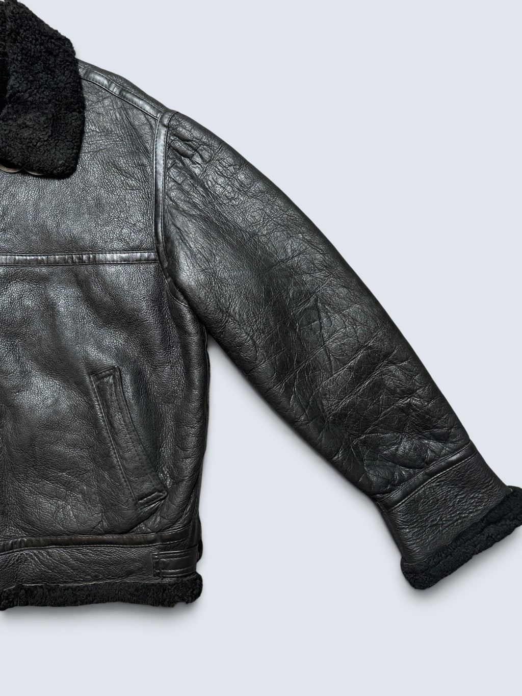 Jacket cuir bomber flight shearling aviator B-3 Aviation Co usaf black vintage 90’s - XL/XXL