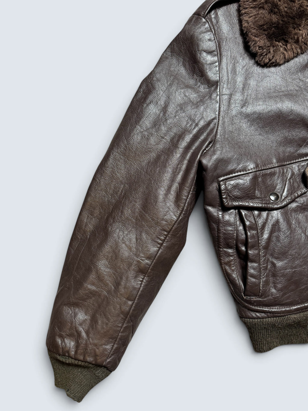 Jacket cuir cowhide flight bomber The Leather Shop Sears made in USA brown 70’s - 40 (M)