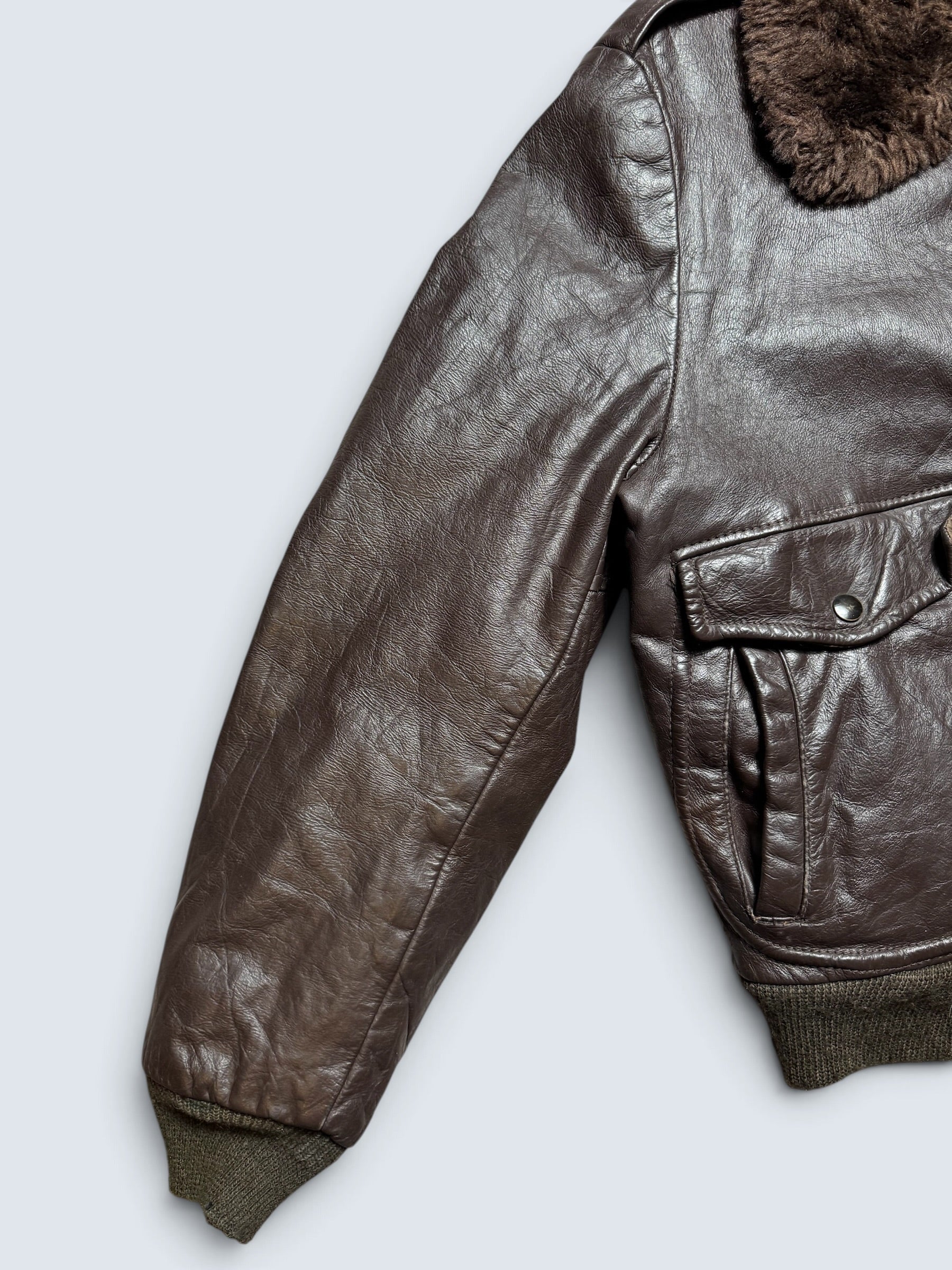 Jacket cuir cowhide flight bomber The Leather Shop Sears made in USA brown 70’s - 40 (M)