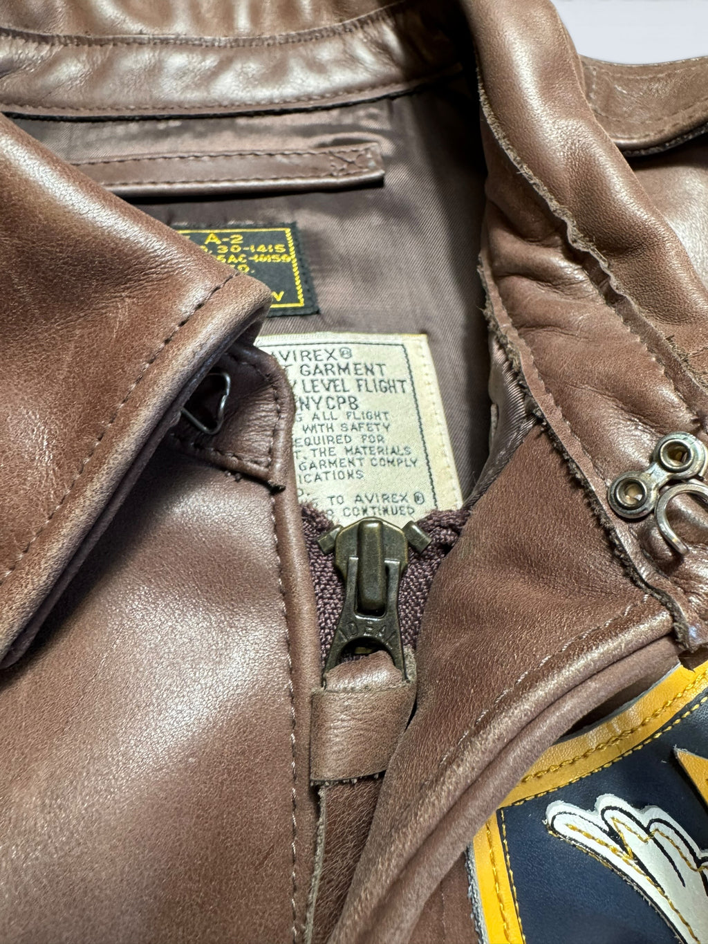 Jacket cuir cowhide flight A-2 Avirex LTD usaf flying tigers full patch brown - 38 (S/M)
