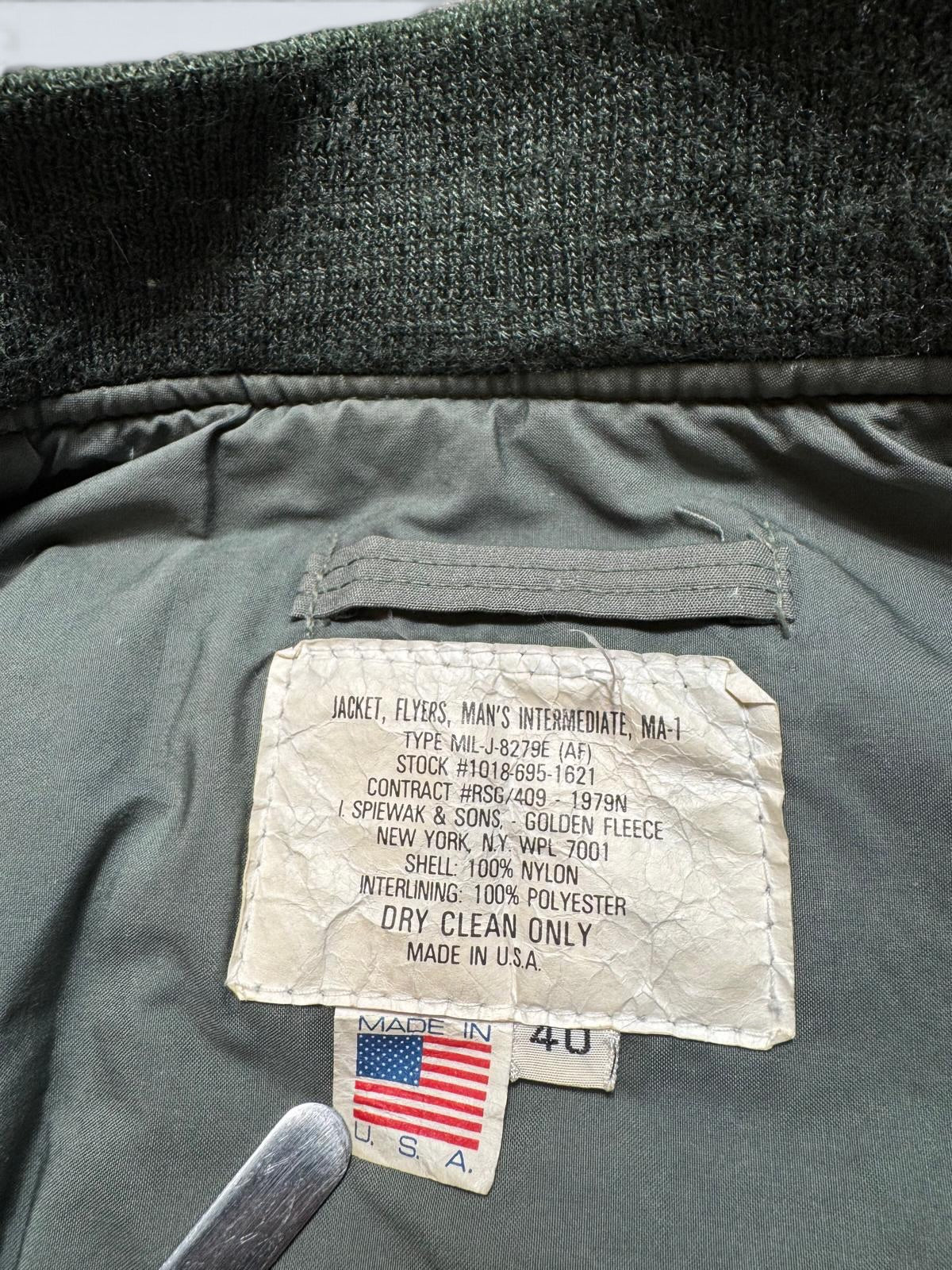Jacket nylon bomber Ma-1 Golden Fleece made in USA sage green original 1979 - 40 (M)