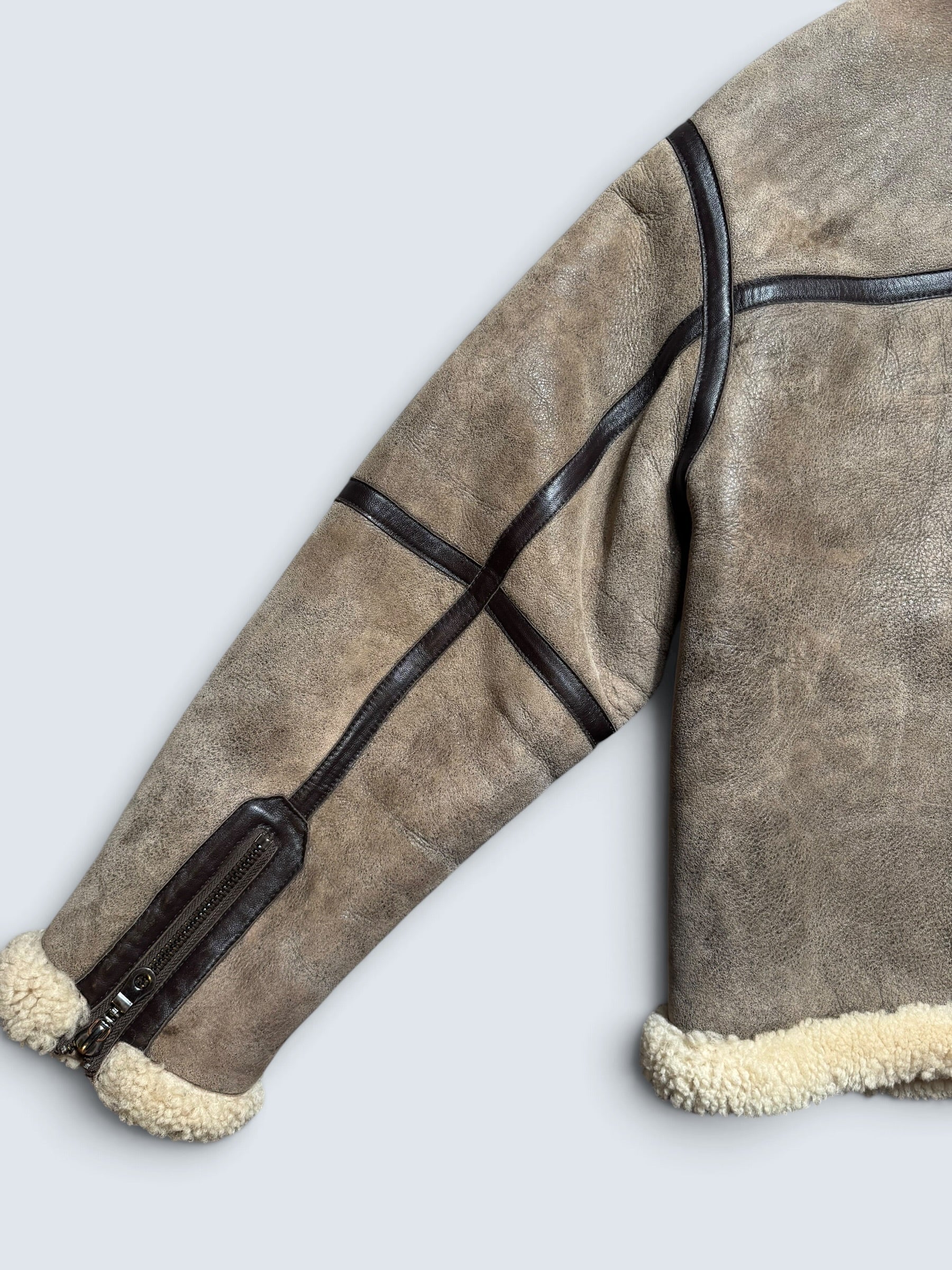 Jacket cuir flight shearling Irvin Avirex made in USA RAF grey vintage 80’s - 40 (L)