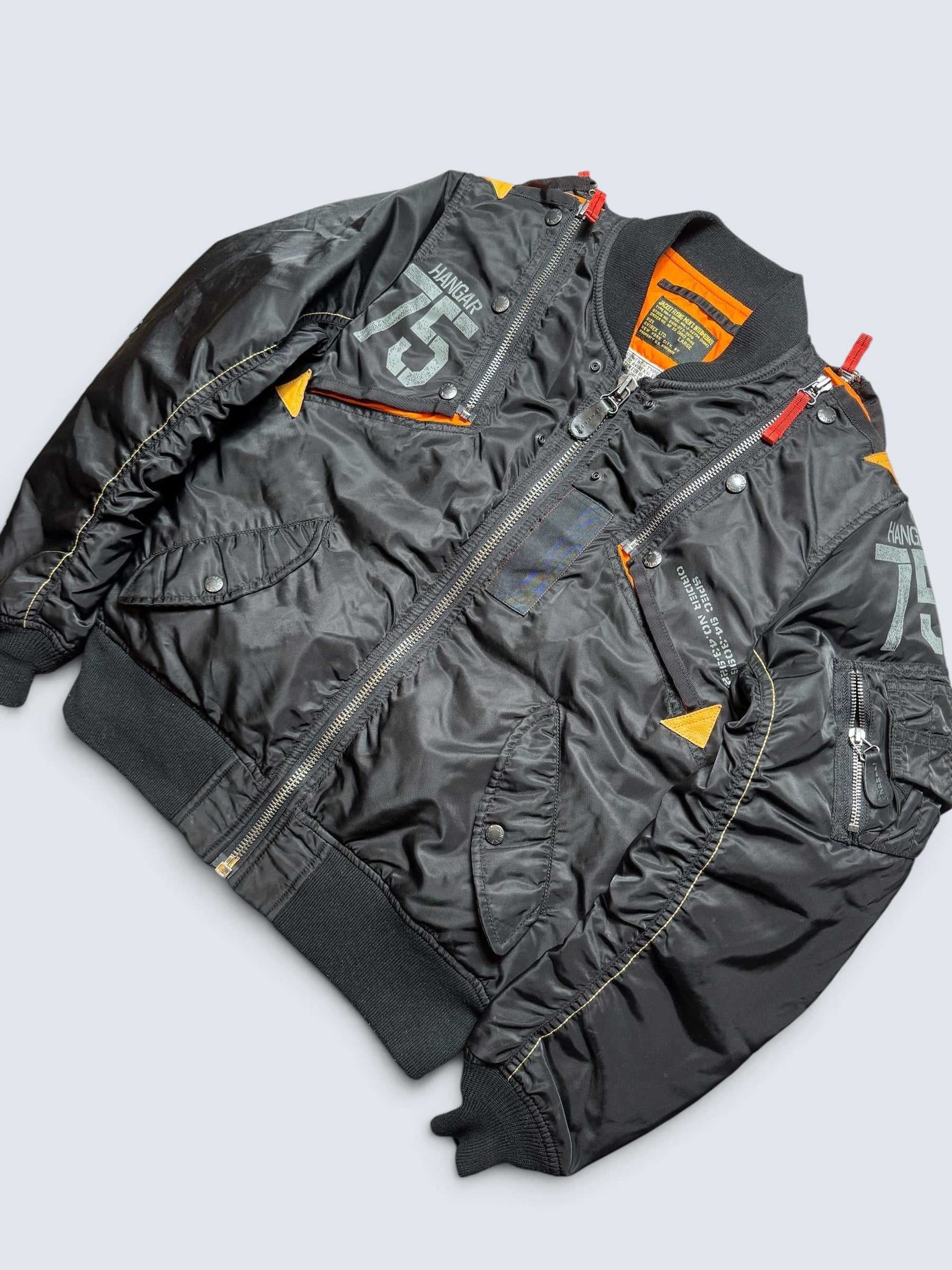Jacket fly usaf intermediate ma-1 technical zip Hangar 75 Avirex ltd black vintage 00's - M/L