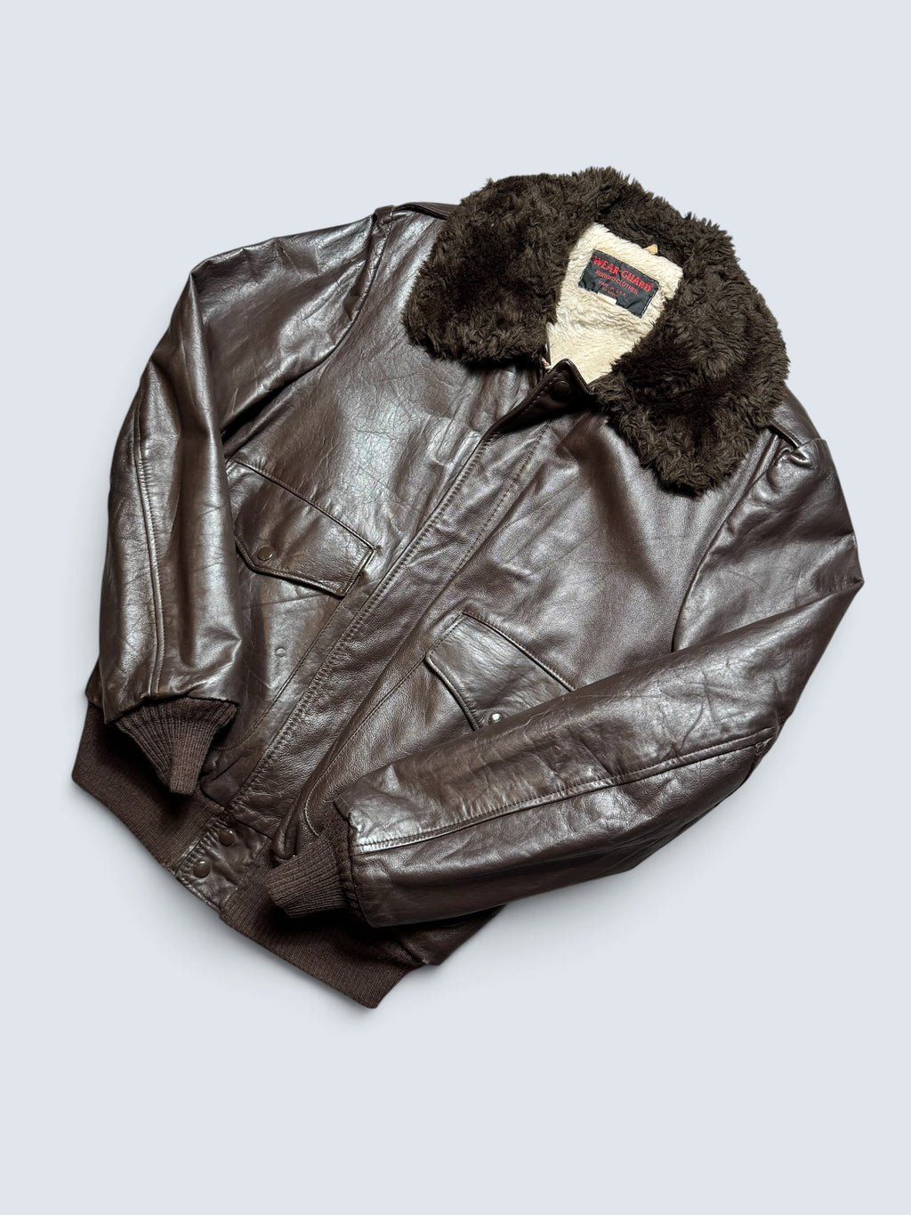 Jacket cuir cowhide flight bomber Wear-Guard made in USA brown 70’s - 42 (L)