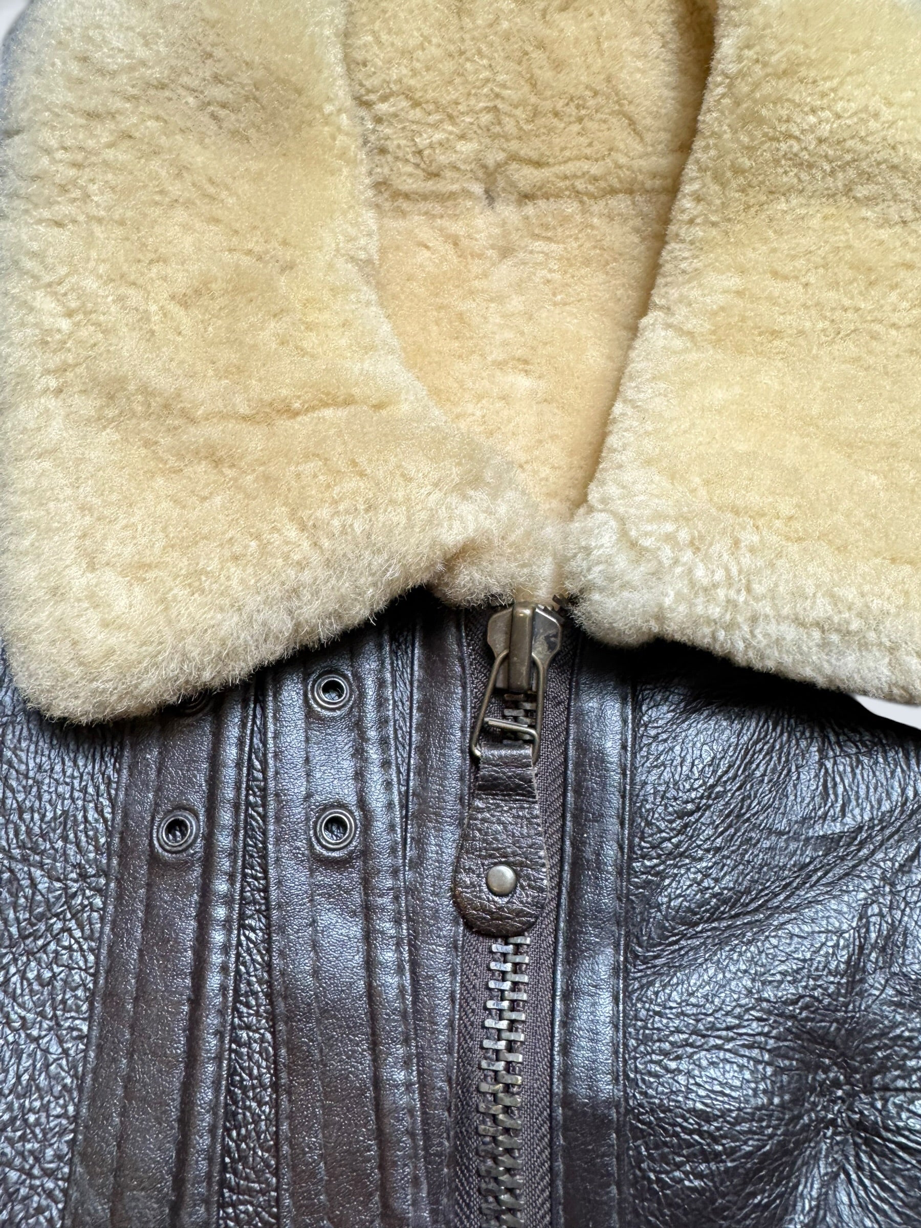 Jacket cuir bomber flight shearling aviator B-3 usaf black vintage 90’s - L