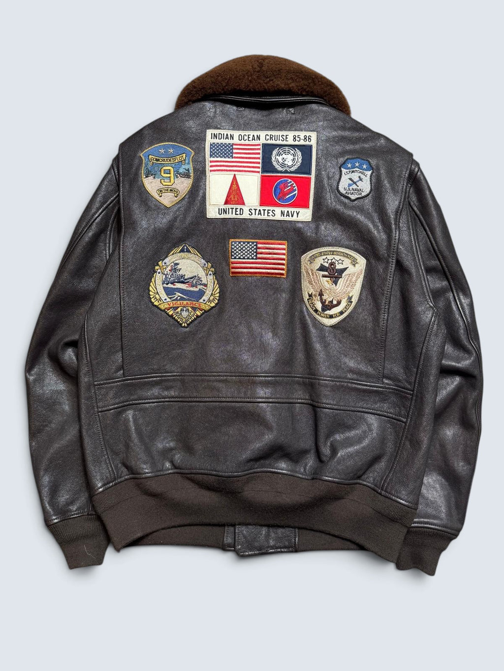 Jacket/veste cuir cowhide flight G-1 Avirex LTD Japan exclusive Top Gun usn full patch black - 44 (XL)