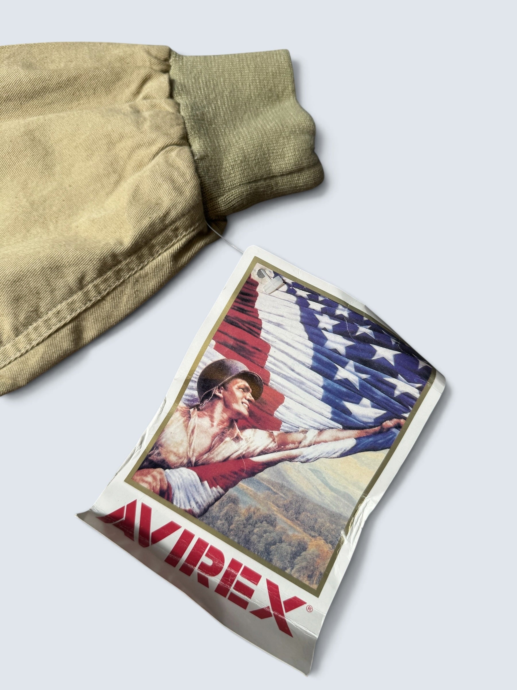 Jacket deadstock flight A-2 Cotton Twill Avirex usa usaf patch beige 1992 - L/XL